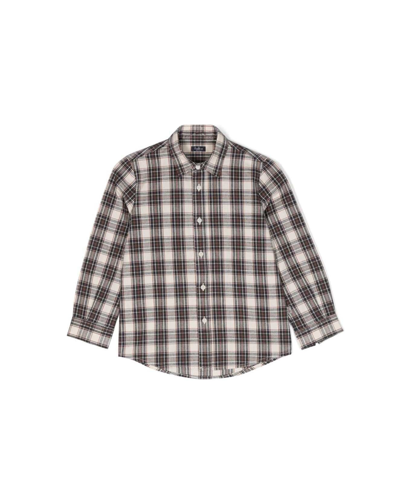 Il Gufo Multiucolour Shirt With Checkered Motif And Buttoned Fastening In Cotton Boy - Blu シャツ