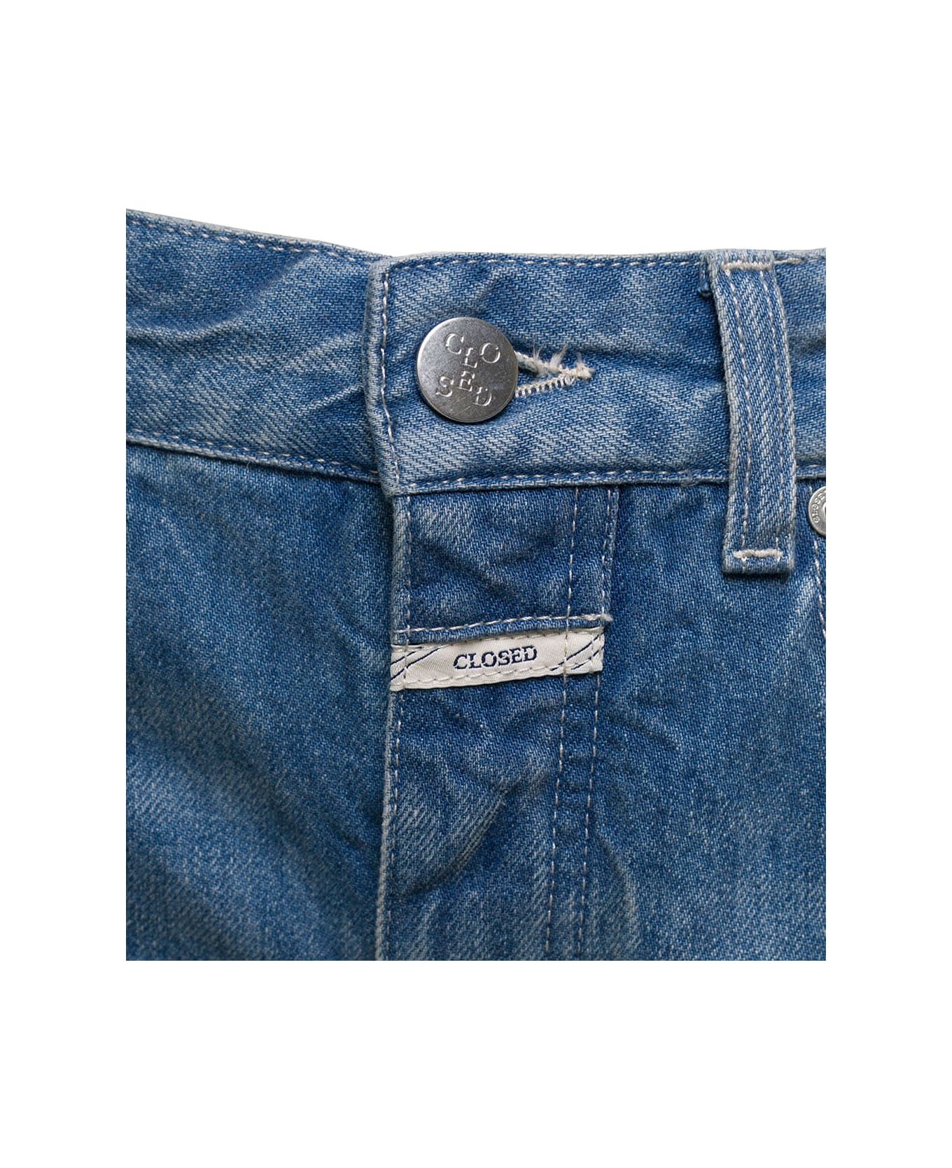 Closed Blue Baggy Jeans With Cuff And Logo In Recycled  Cotton Denim Woman - Blu