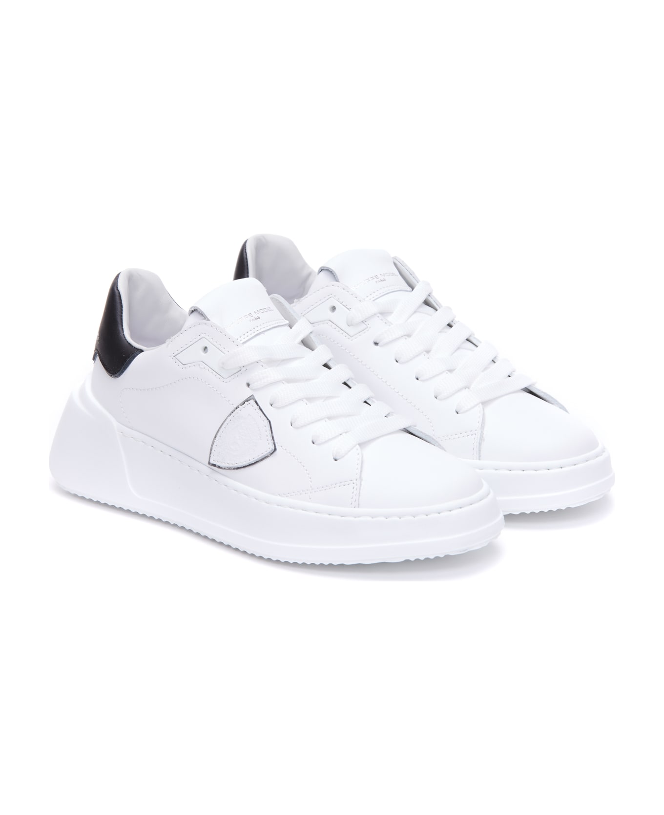 Philippe Model Tres Temple Low Sneakers - WHITE/BLACK