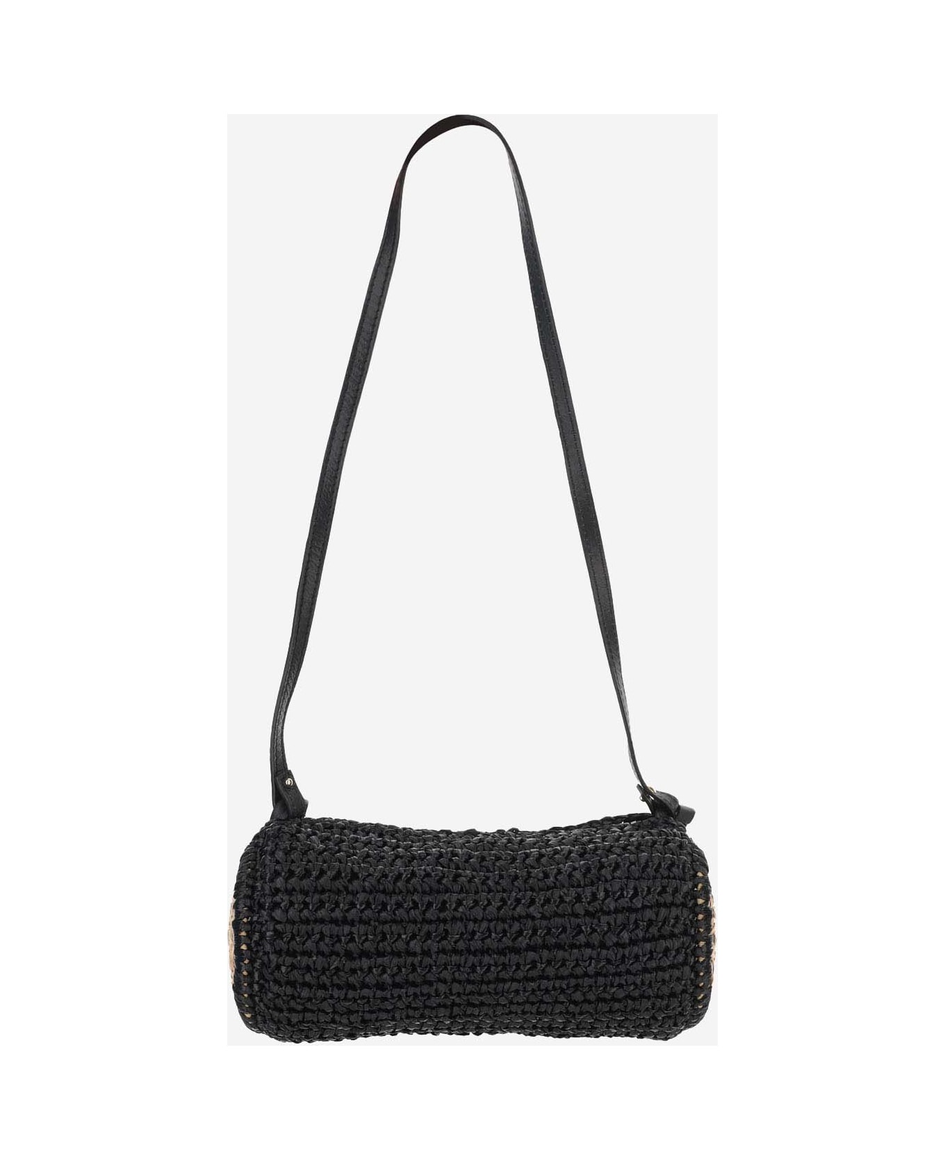 Filippo Catarzi Viscose And Straw Blend Bag - Black