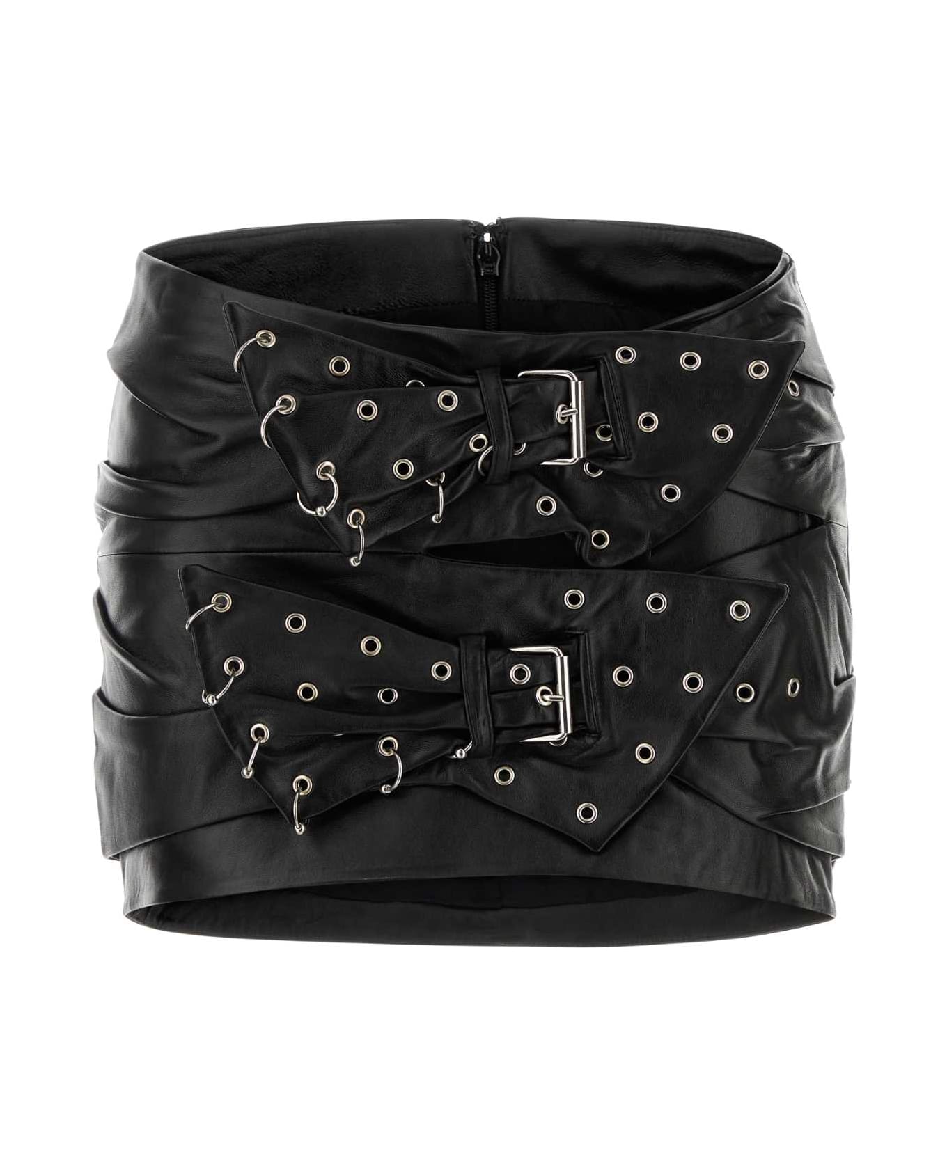 Isabel Marant Black Leather Chani Mini Skirt - BLACK