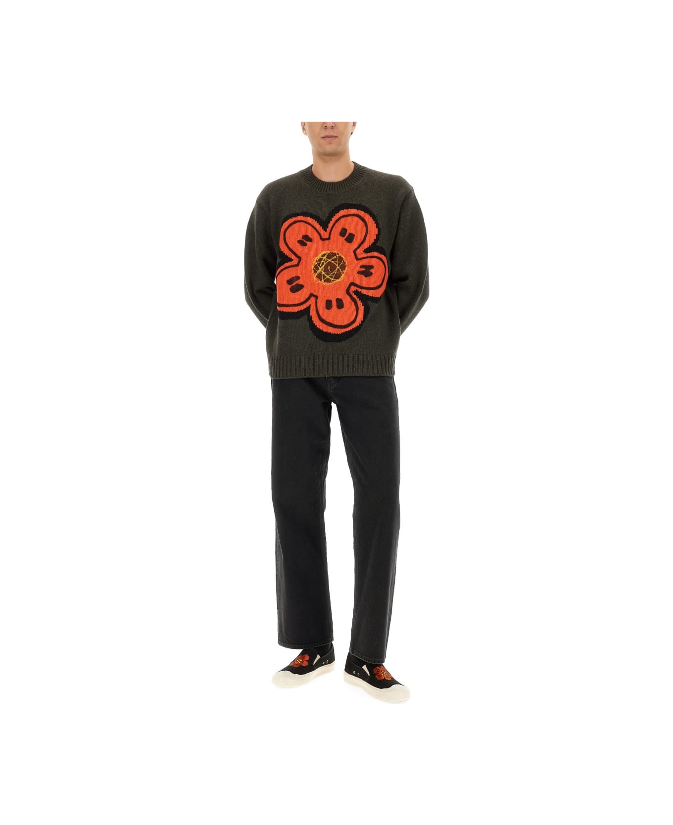 Kenzo Sweater With "boke Flower" - MILITARY GREEN
