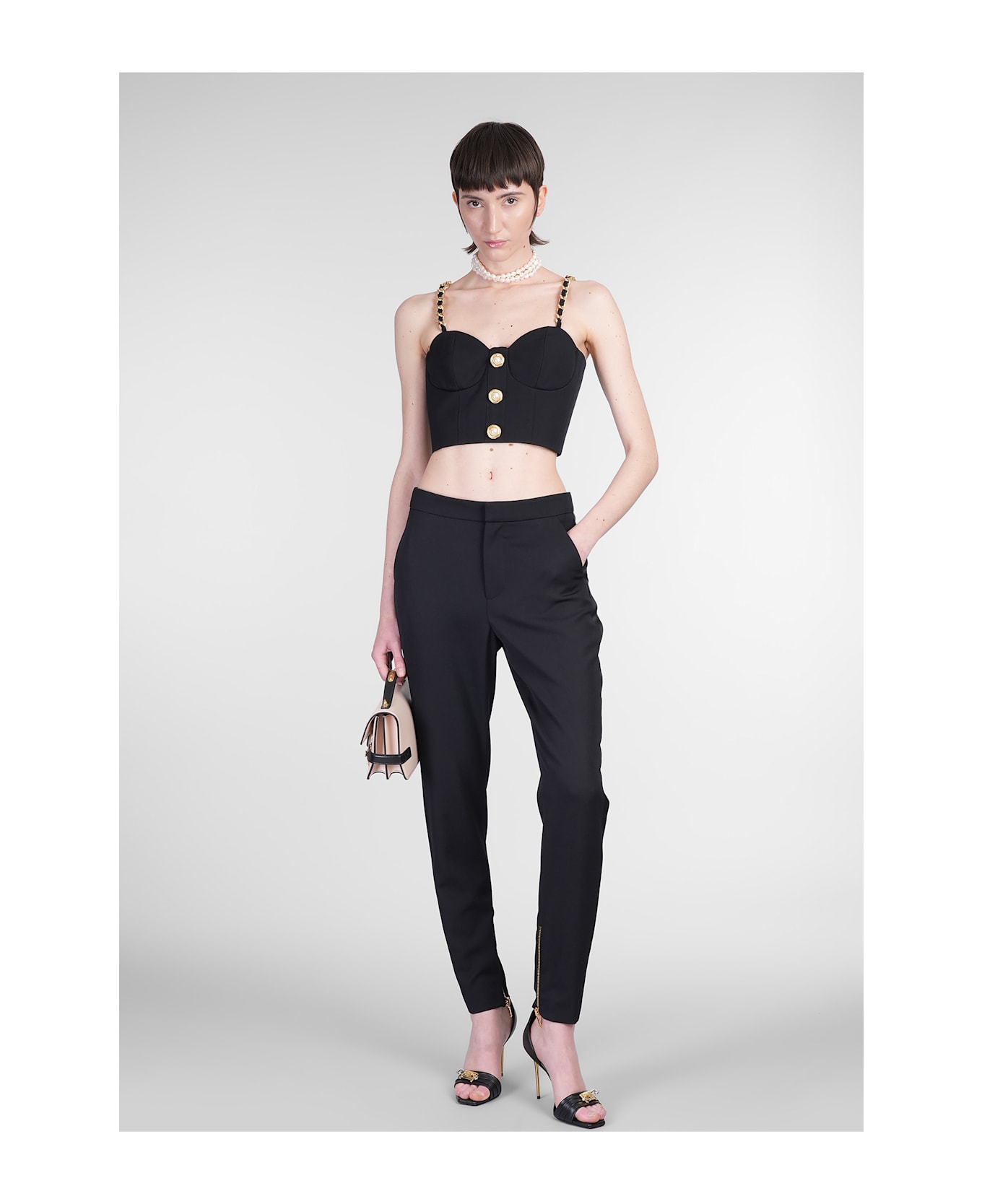Balmain Pants In Black Wool - black