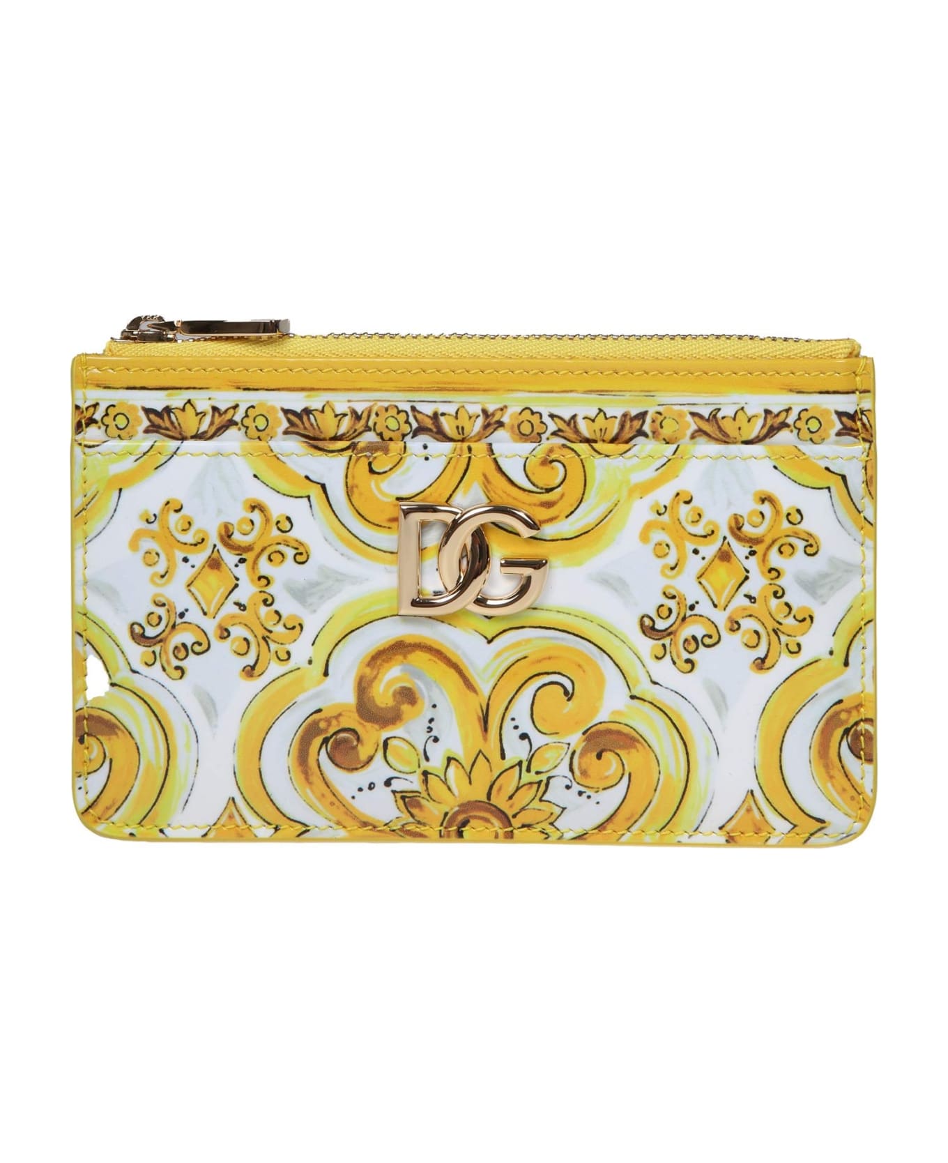 Dolce & Gabbana Yellow Polished Leather Card Holder - Yellow