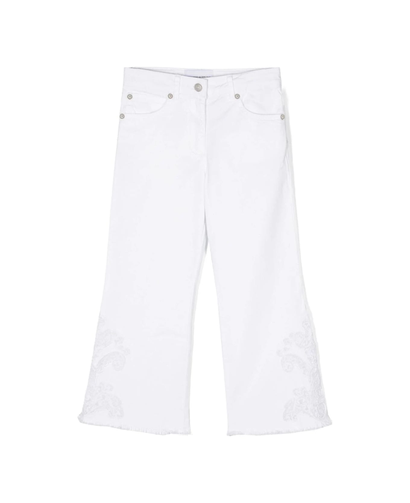 Ermanno Scervino Junior White Flared Jeans With Lace - White