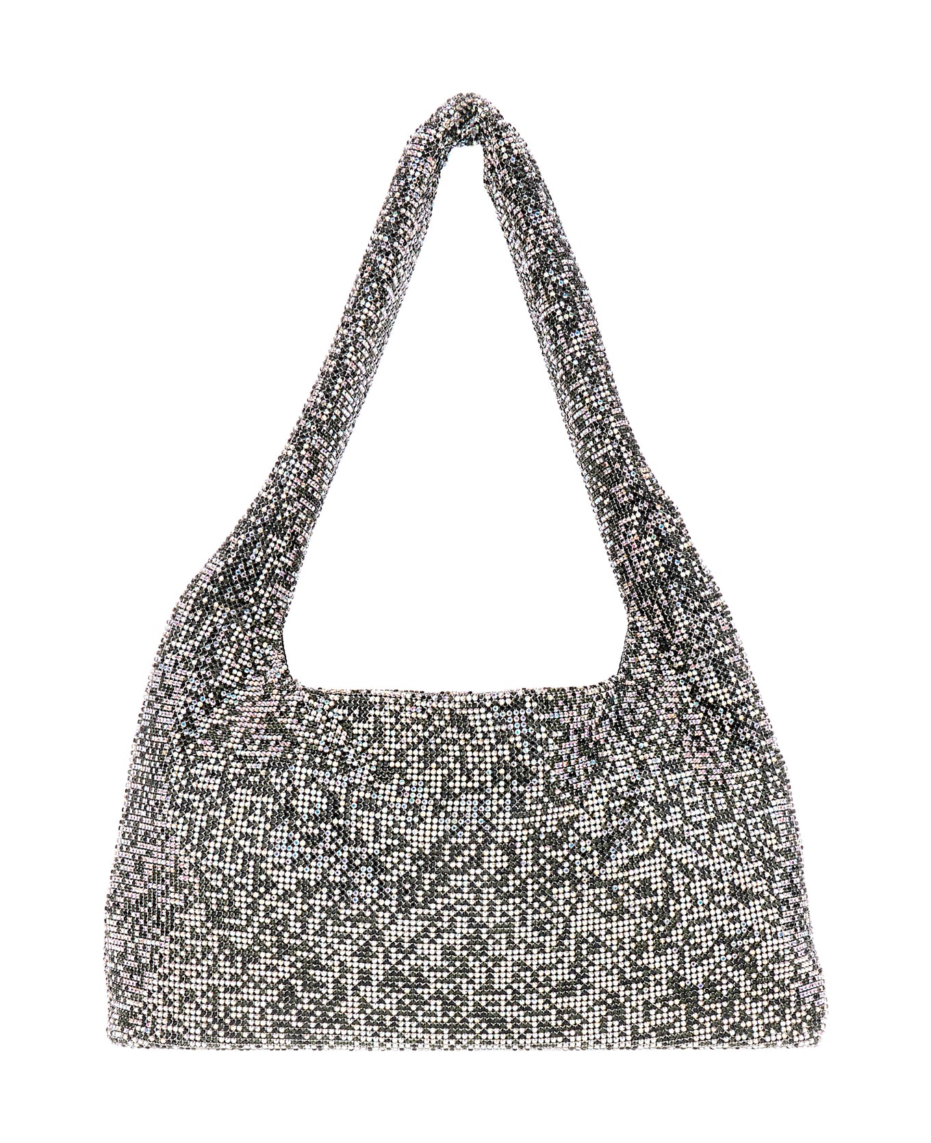 Kara Embellished Fabric Crystal Mesh Shoulder Bag - BLACK PIXEL