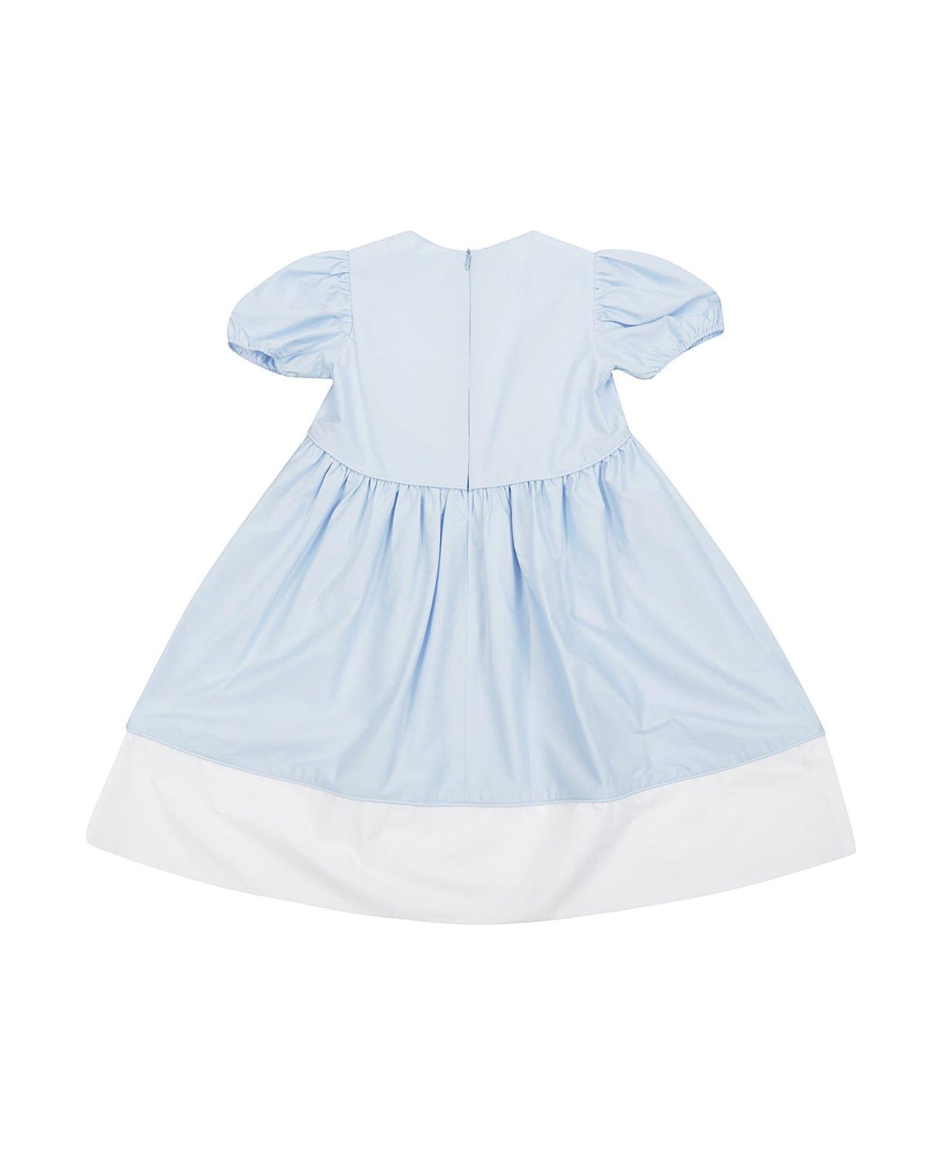 Il Gufo Short-sleeved Stretch Poplin Dress - Azzurro