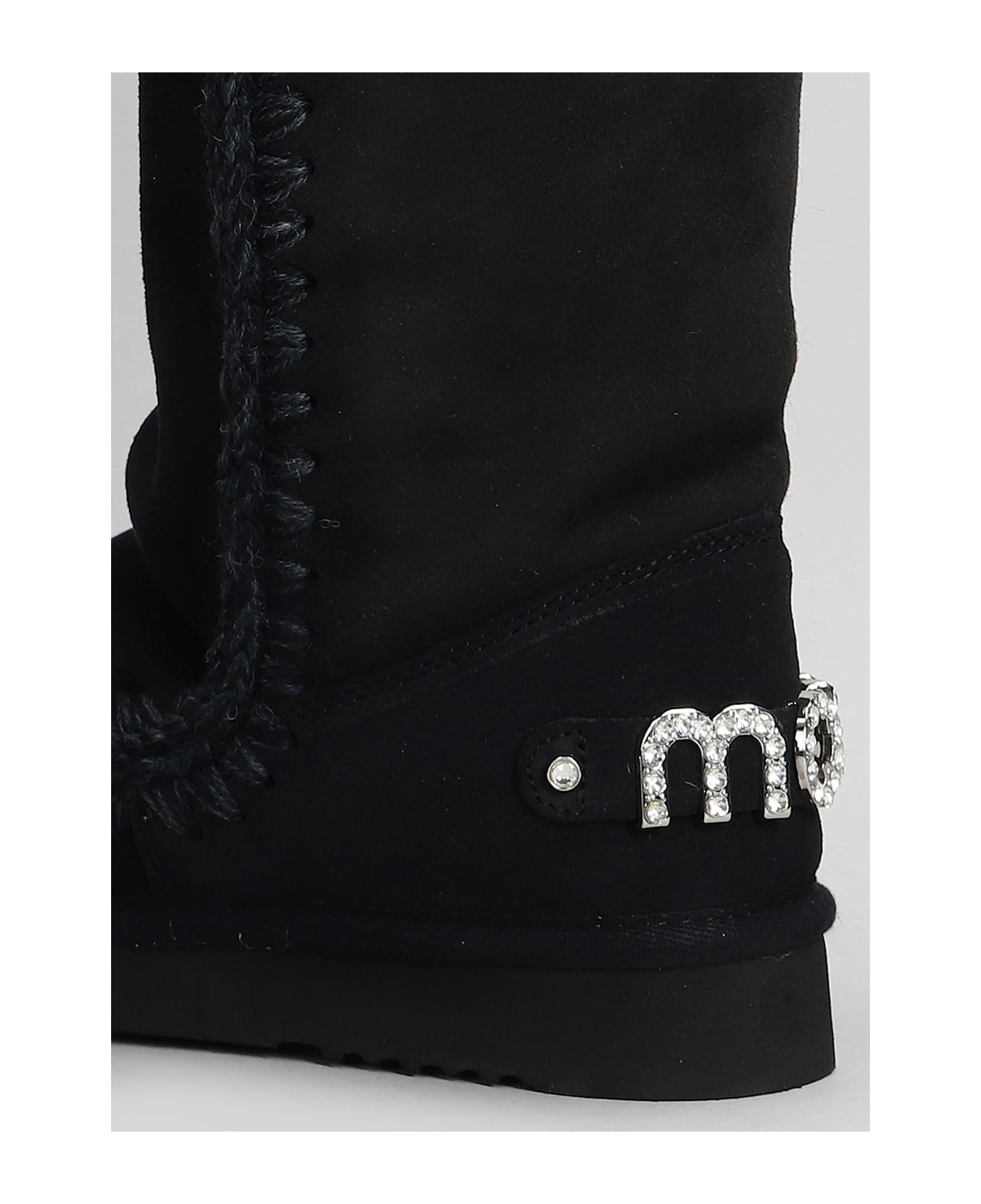 Mou Eskimo 40 Low Heels Boots In Black Suede - black
