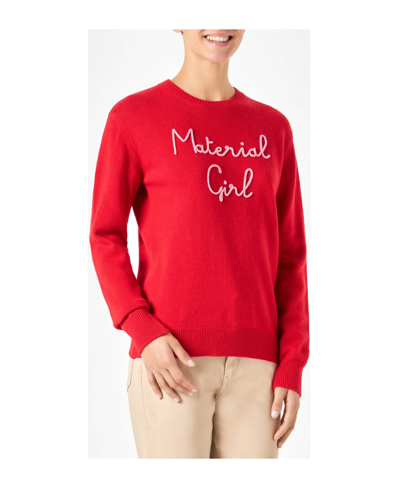 MC2 Saint Barth Woman Sweater With Material Girl Embroidery | Niki Dj Special Edition - RED