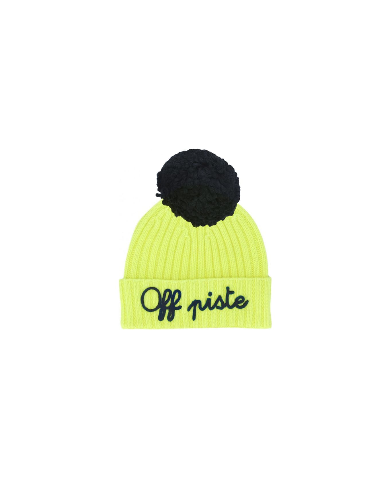 MC2 Saint Barth Kids Cashmere Blended Yellow Fluo Hat Off Piste Embroidery - YELLOW 帽子