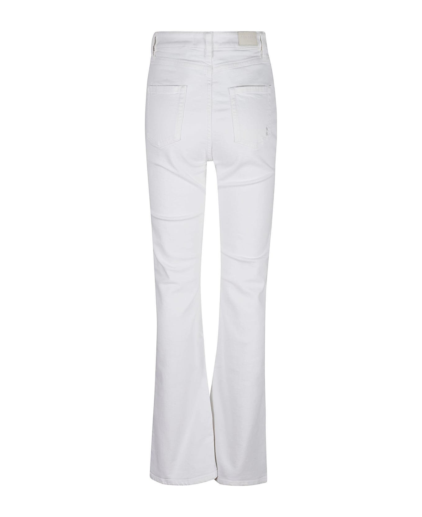 Icon Denim Fitted Buttoned Trousers - White