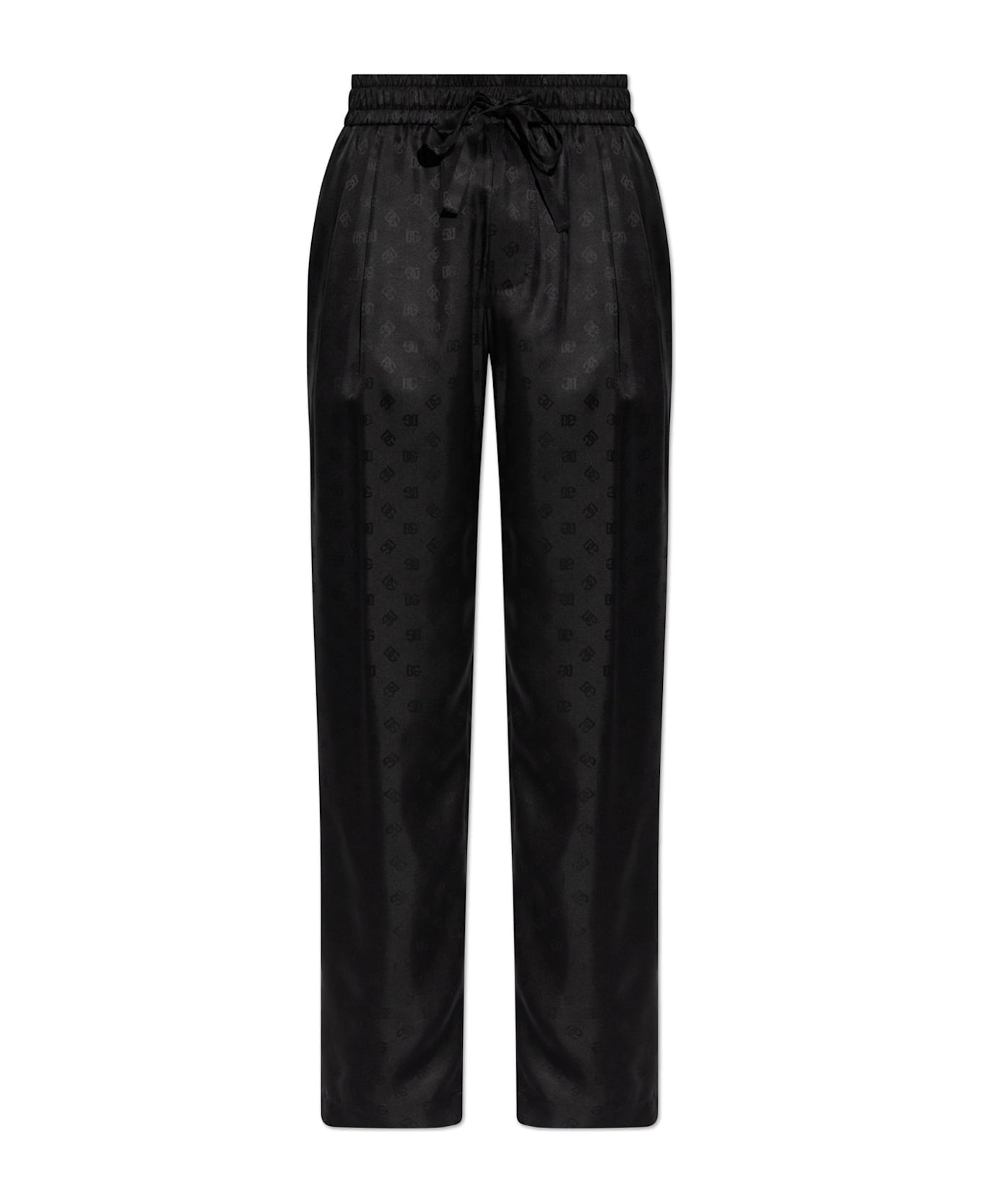 Dolce 
Gabbana Silk Trousers With Monogram - Black