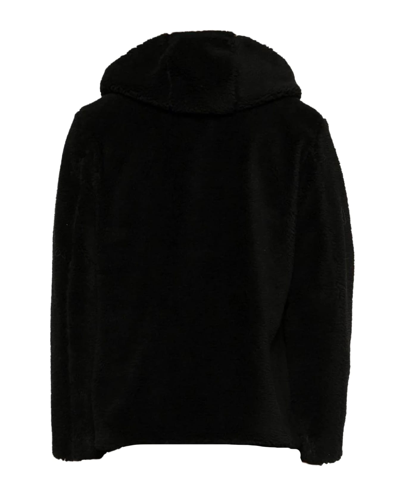 Herno Black Cotton Felted Hooded Jacket - Black