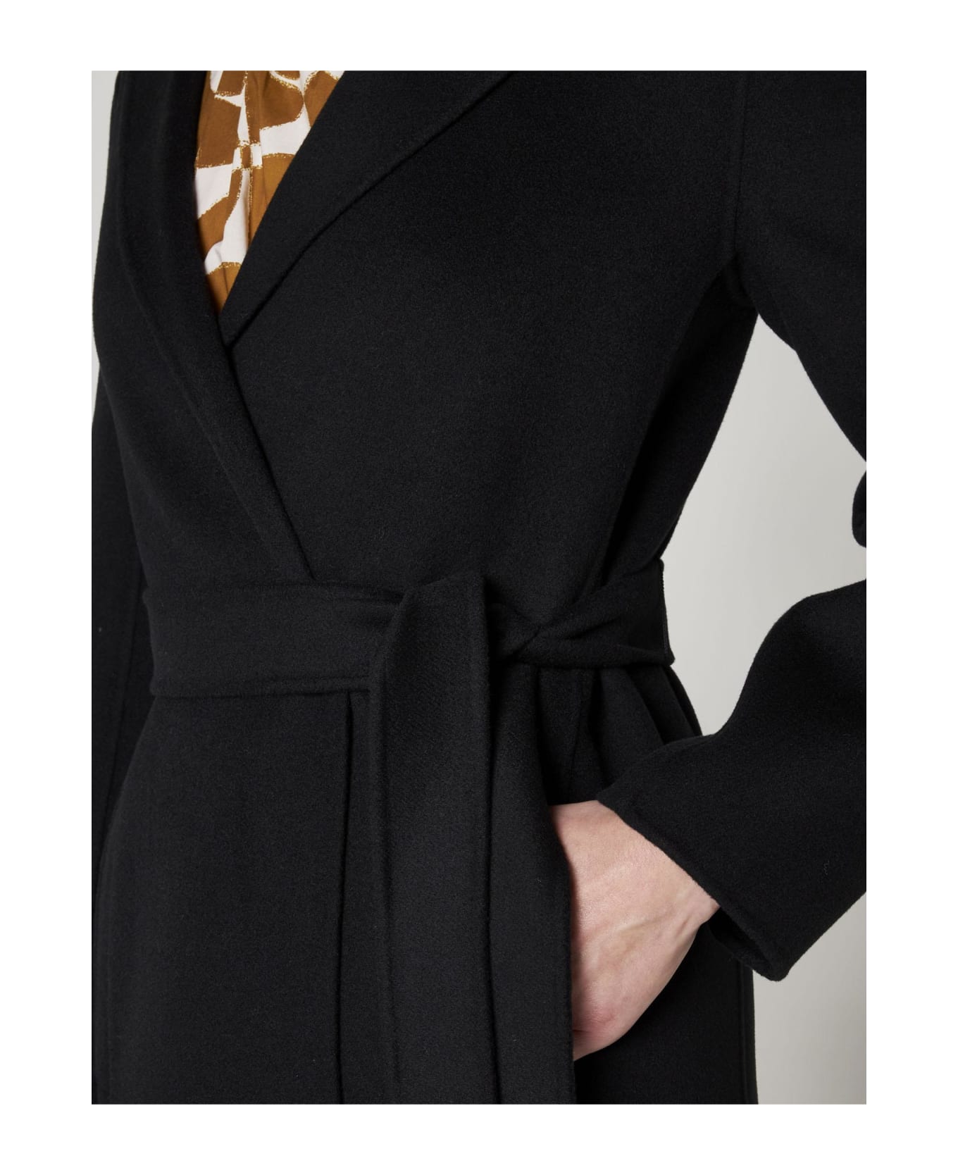 'S Max Mara Pauline Belted Wool Coat - Black コート