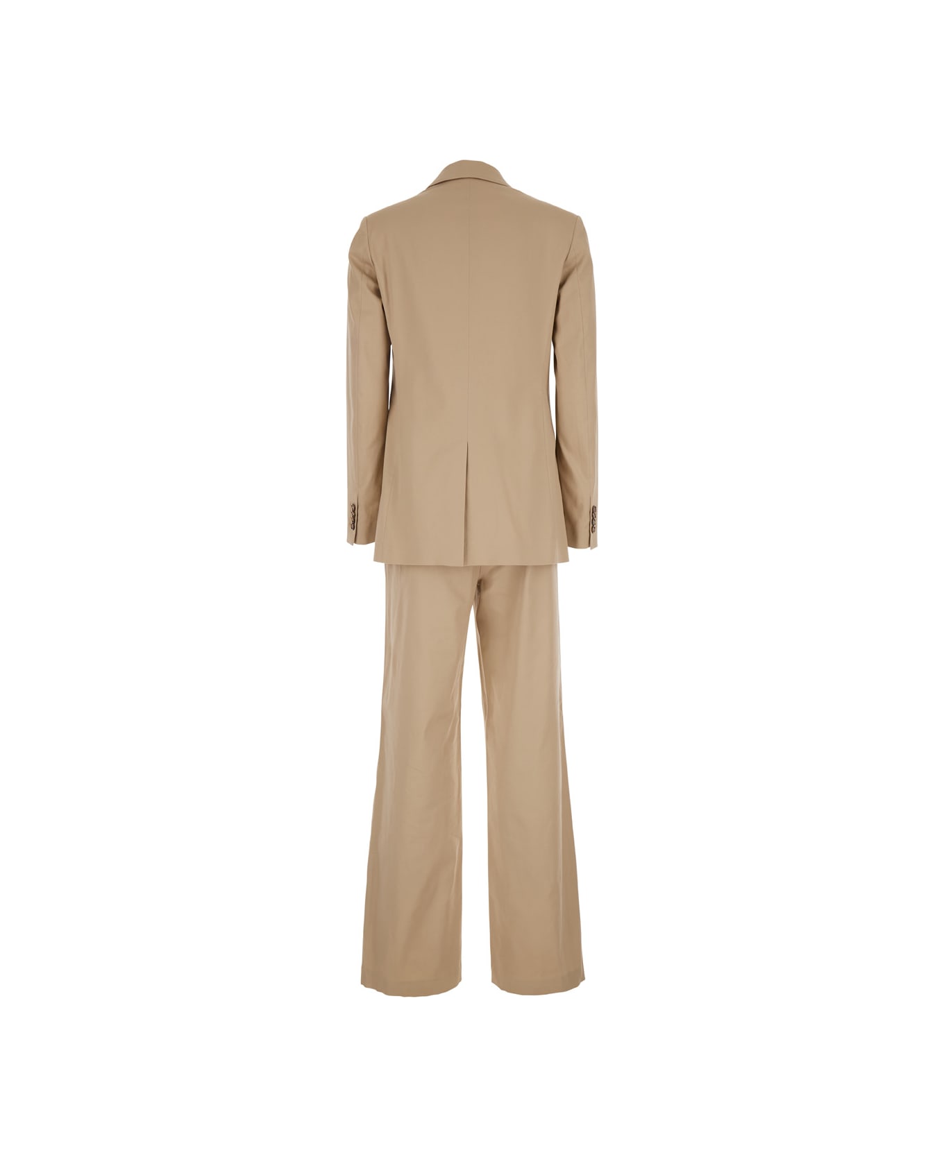 Mauro Grifoni Beige Double-breasted Suit With Notched Revers In Cotton Woman - Beige