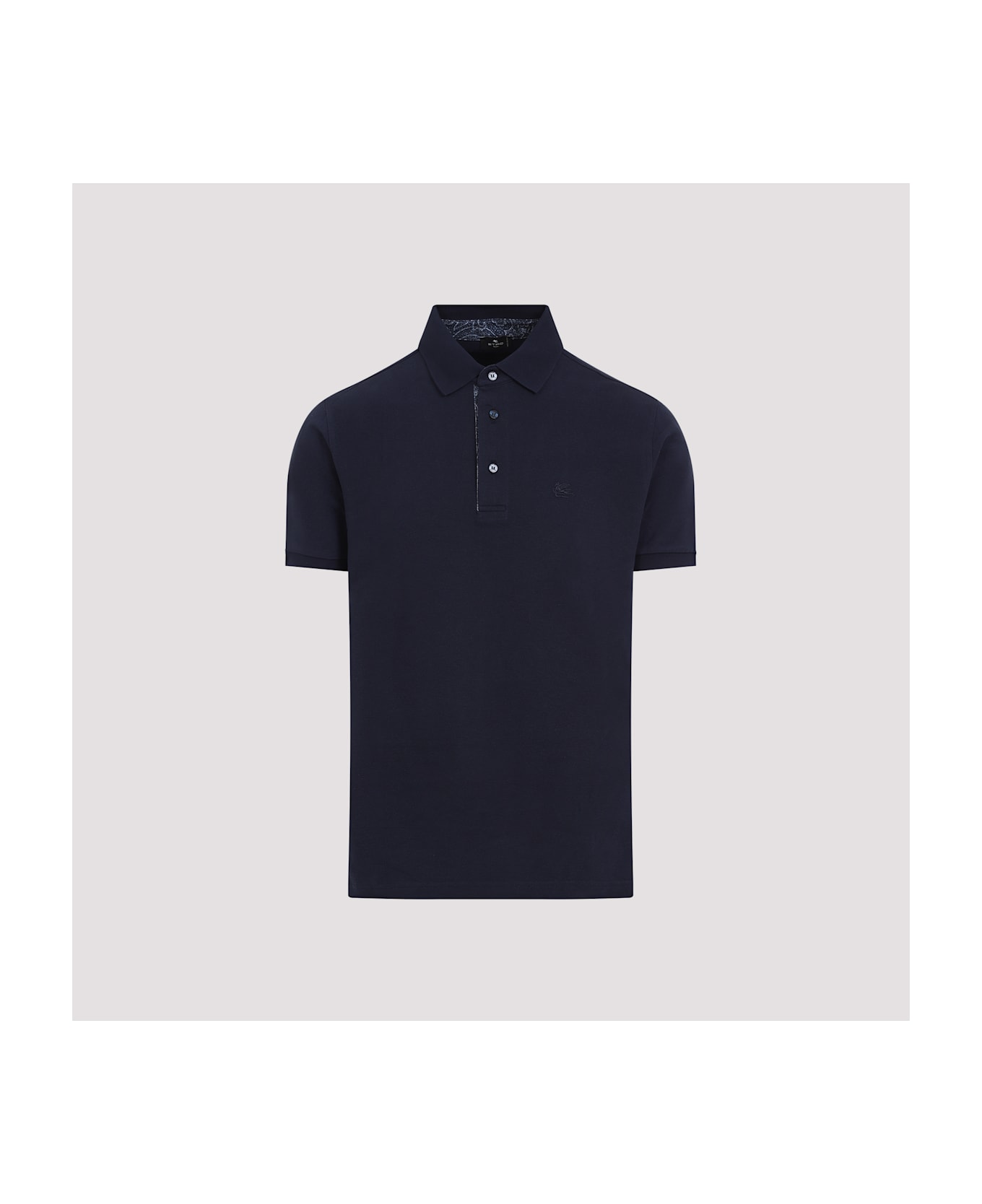 Etro Roma Printed Details Polo - Dark Blue