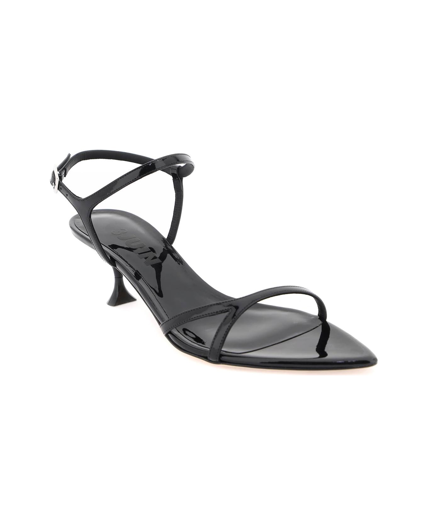 3JUIN Coral Patent Leather Sandals. - PATENT BLACK (Black)