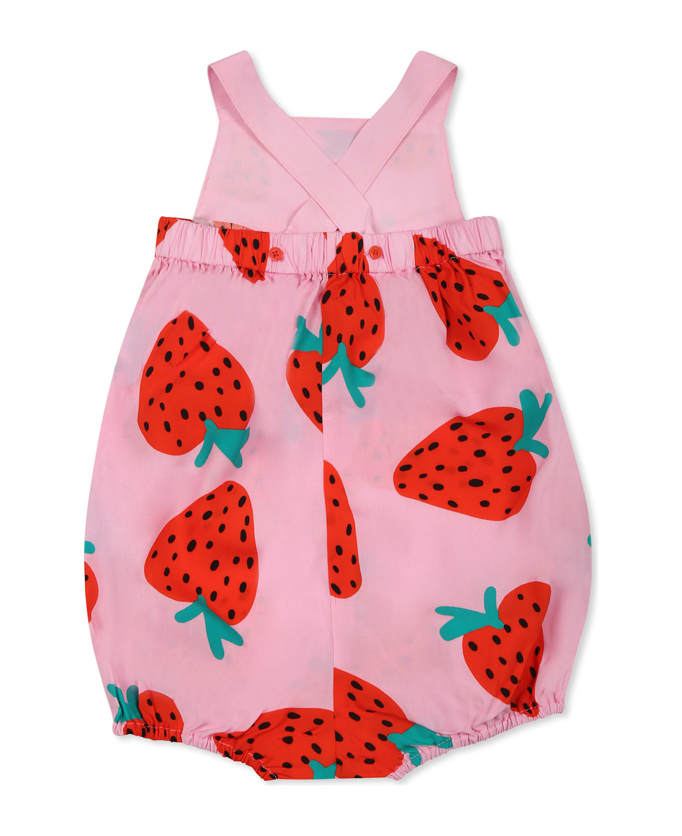 Stella McCartney Kids Pink Romper For Baby Girl With Strawberries - Pink