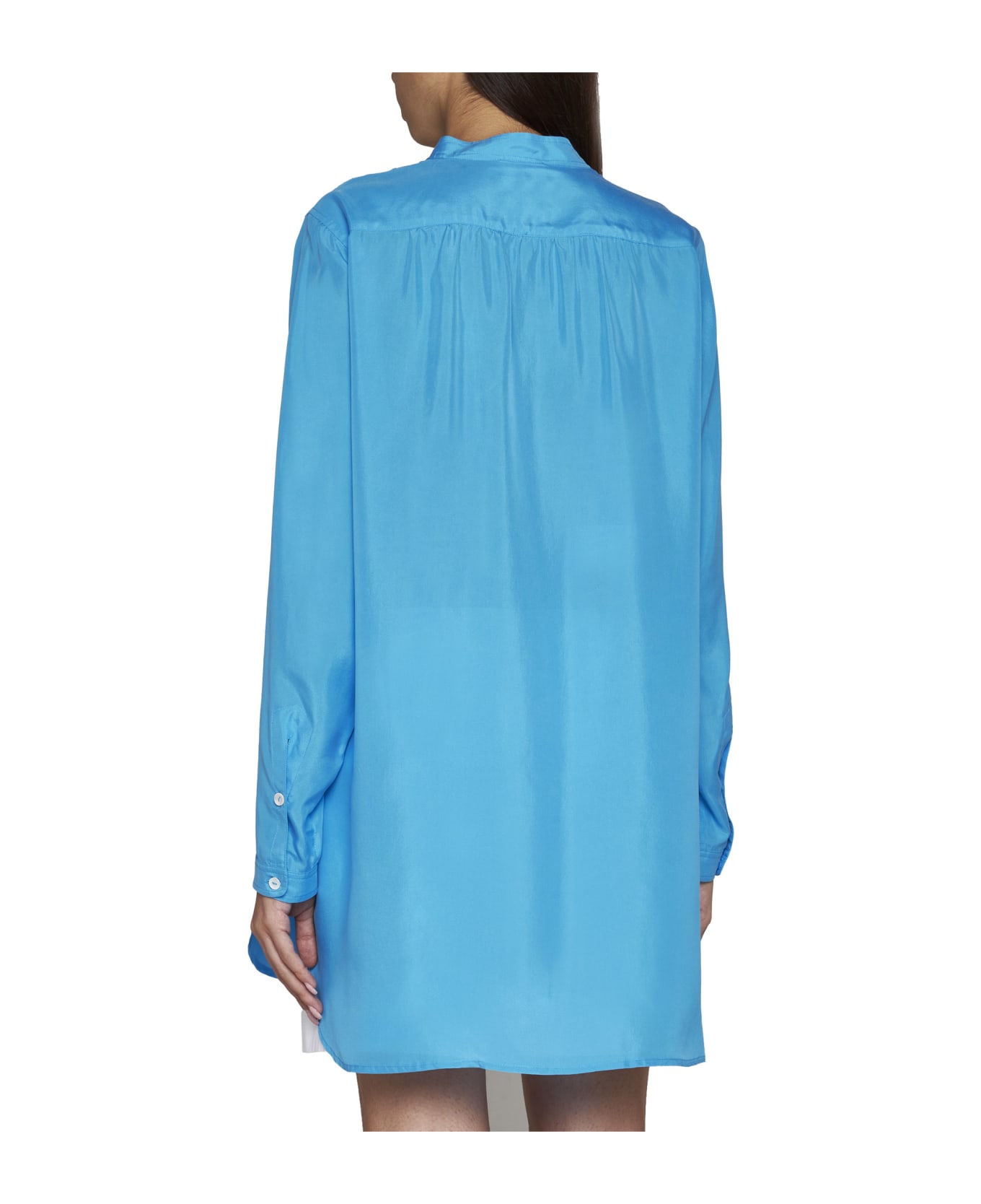 Parosh Sunny Silk Habotai Shirt - Turchese ワンピース＆ドレス