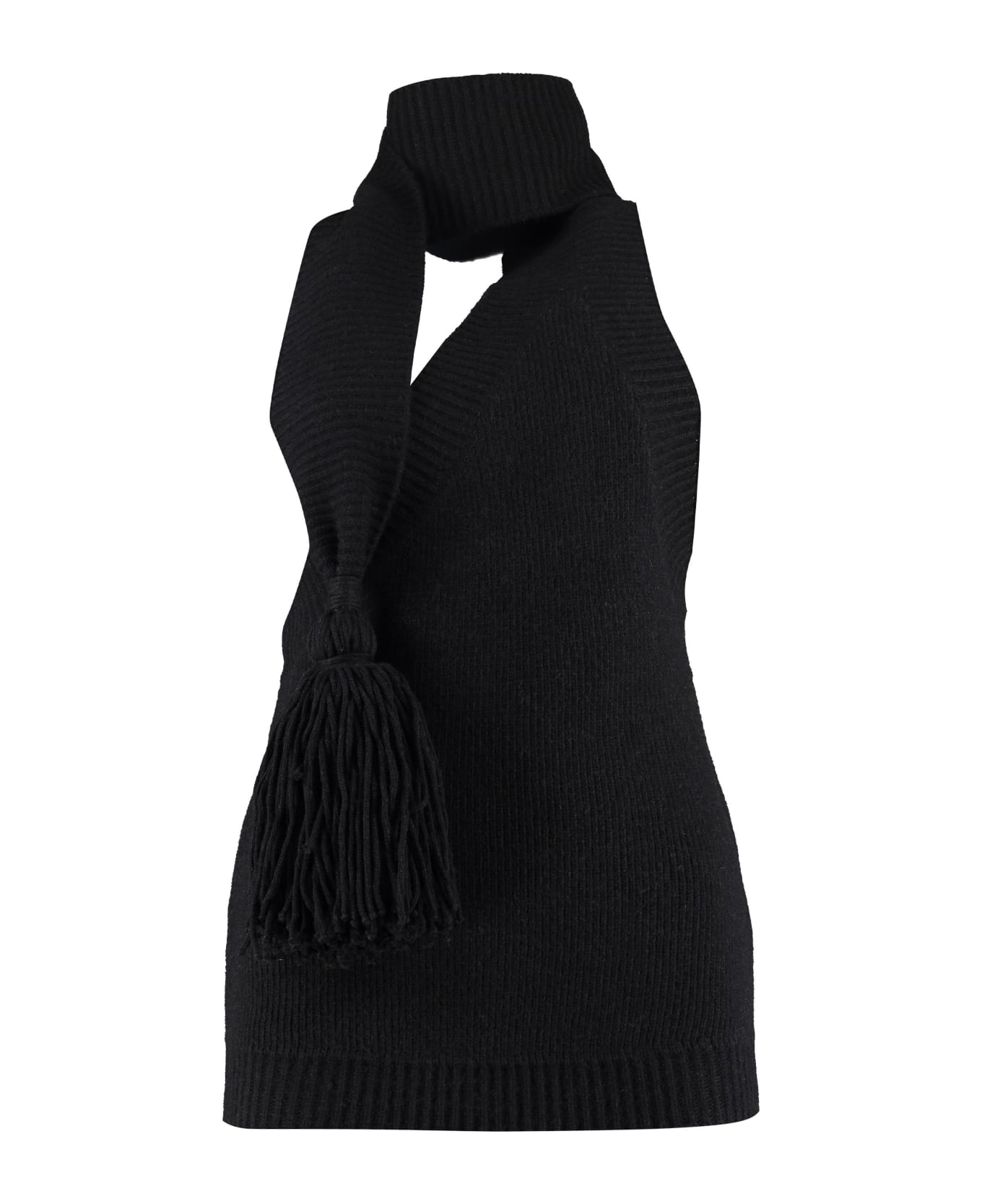 Bottega Veneta Knitted One-shoulder Top - black