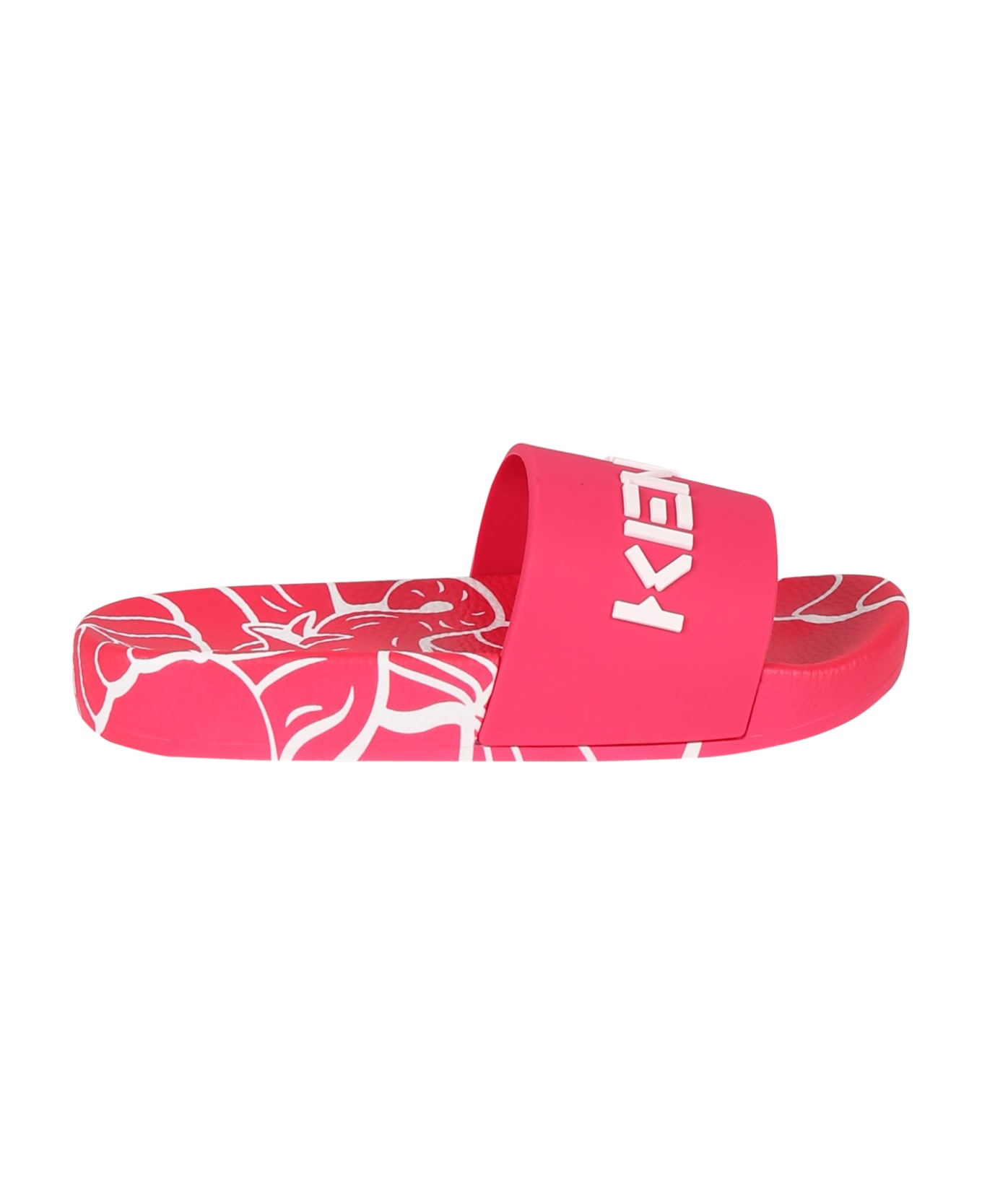 Kenzo Kids Fuchsia Slippers For Girl With Logo - Fuchsia