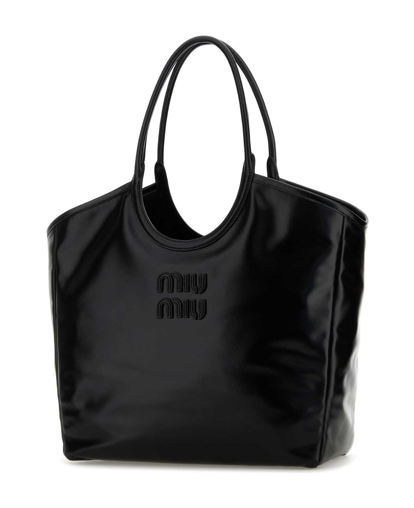 Miu Miu Black Leather Shopping Bag - Nero