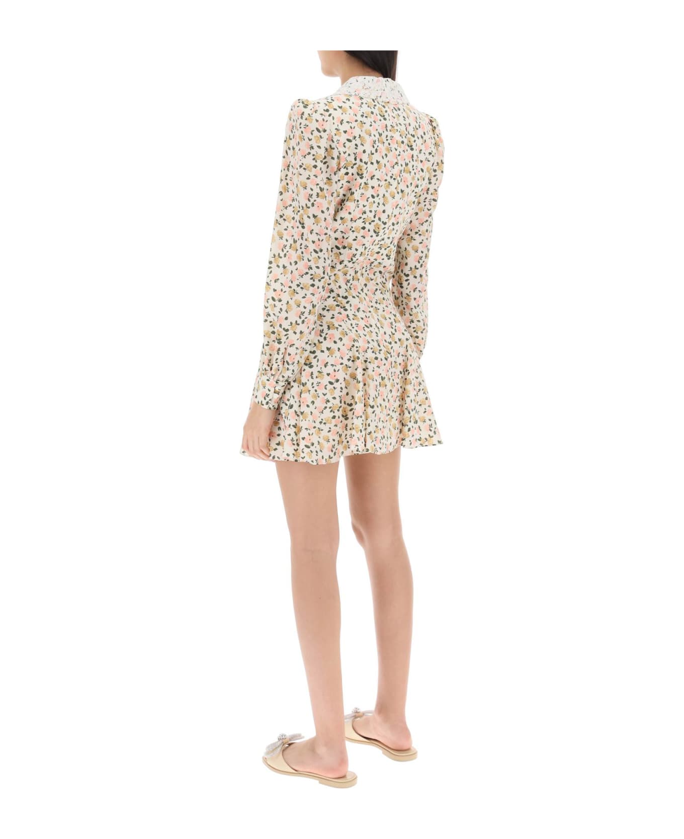 Alessandra Rich Mini Dress With Lace Collar - PINK MULTI (White)