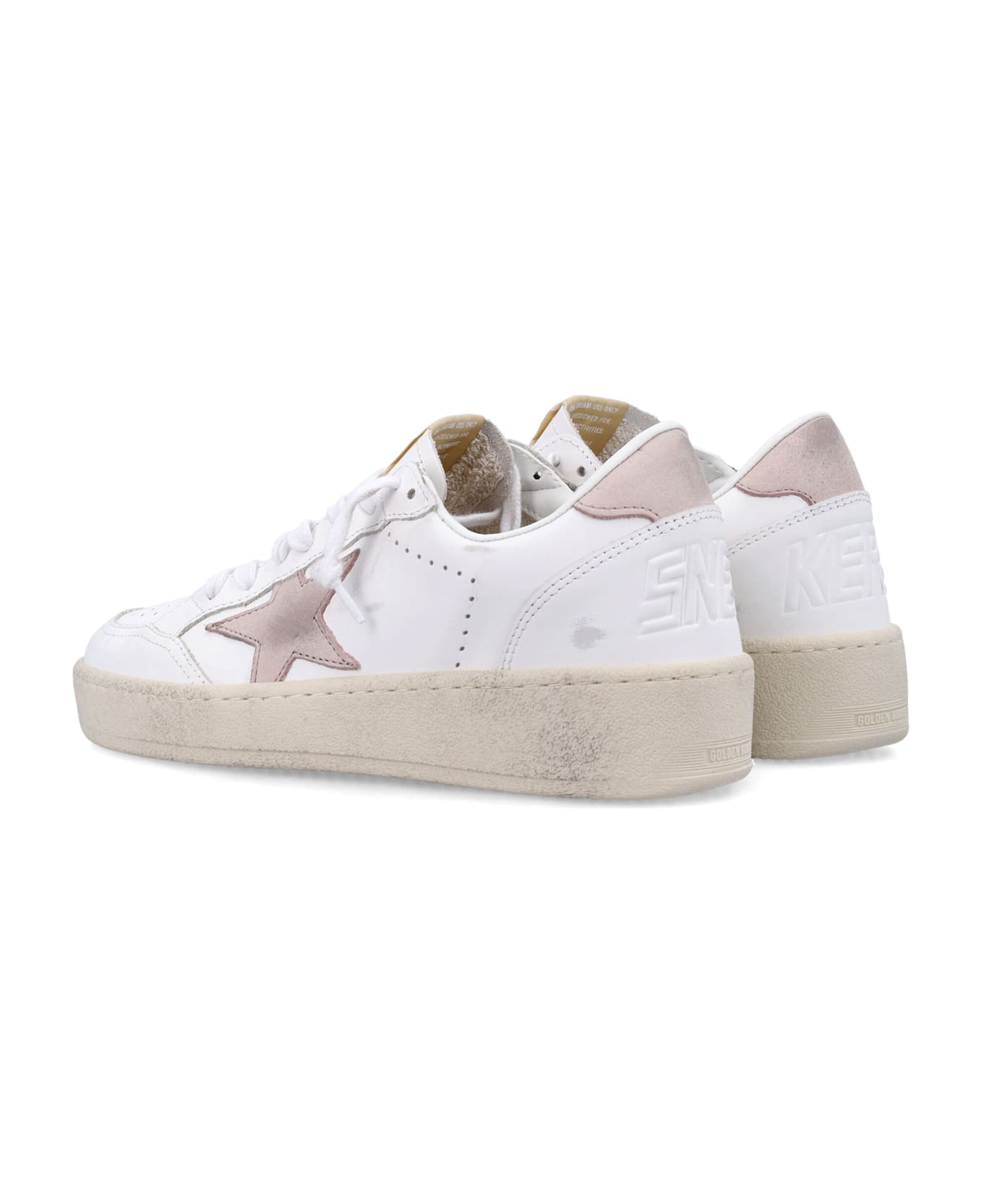 Golden Goose Ball Star Leather Sneakers - WHITE PINK