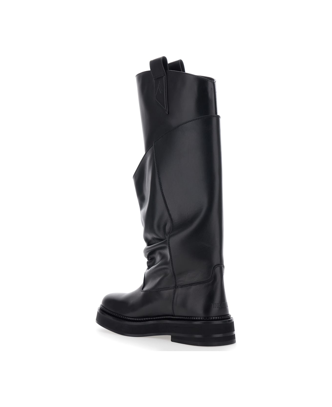 The Attico 'passeggiata' Black Boots With Heel-tab And Rubber Sole In Leather Woman - Black