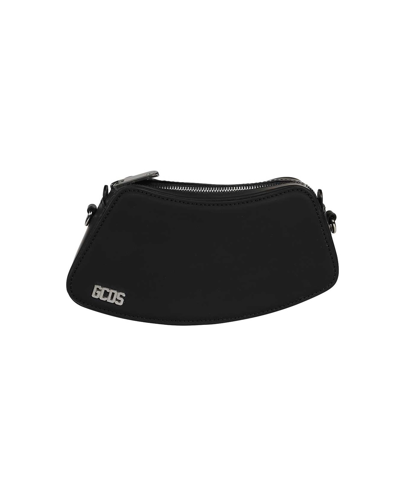 GCDS Leather Shoulder Bag - black