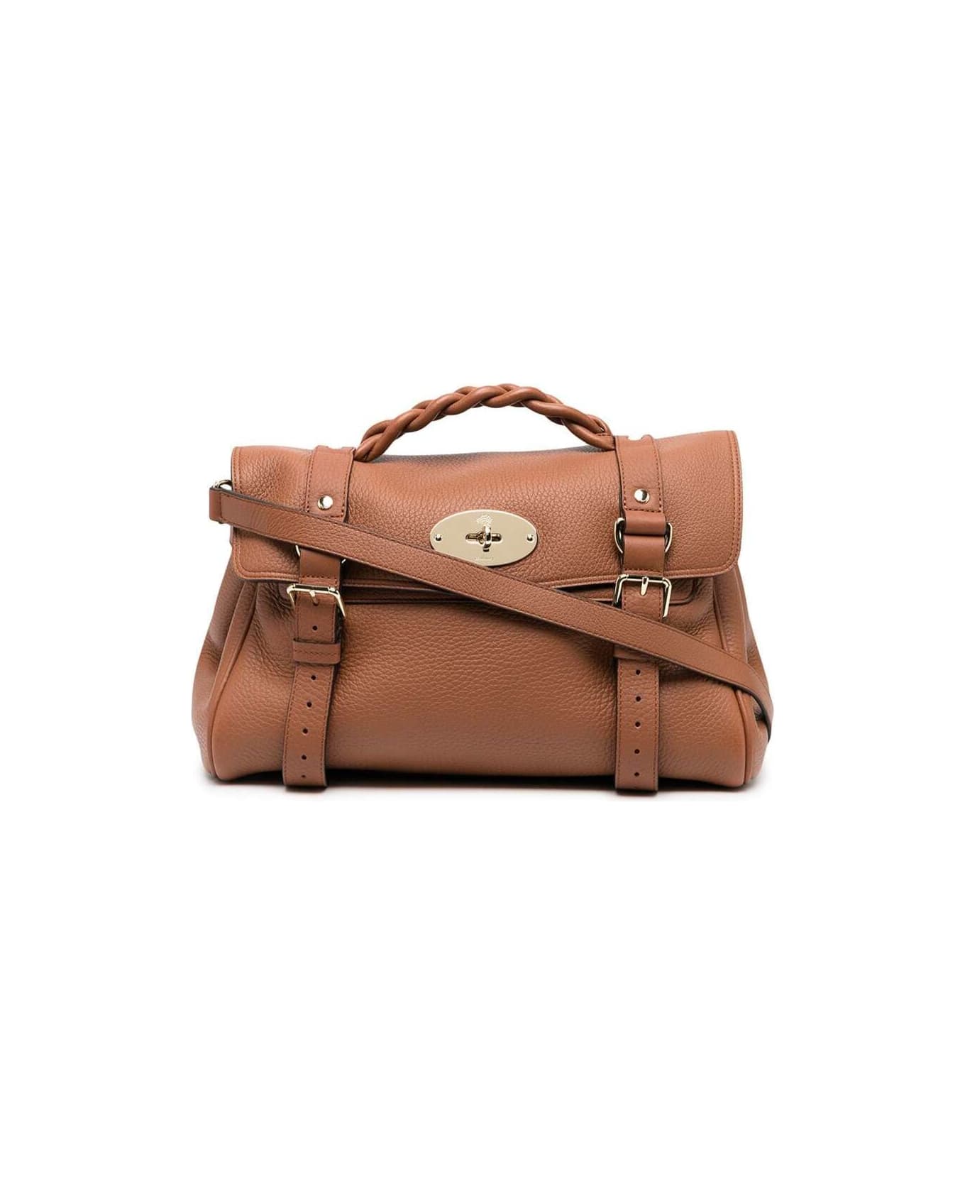 Mulberry 'alexa Heavy' Brown Handbag With Twist Lock Closure In Grainy Leather Woman Mulberry - Brown