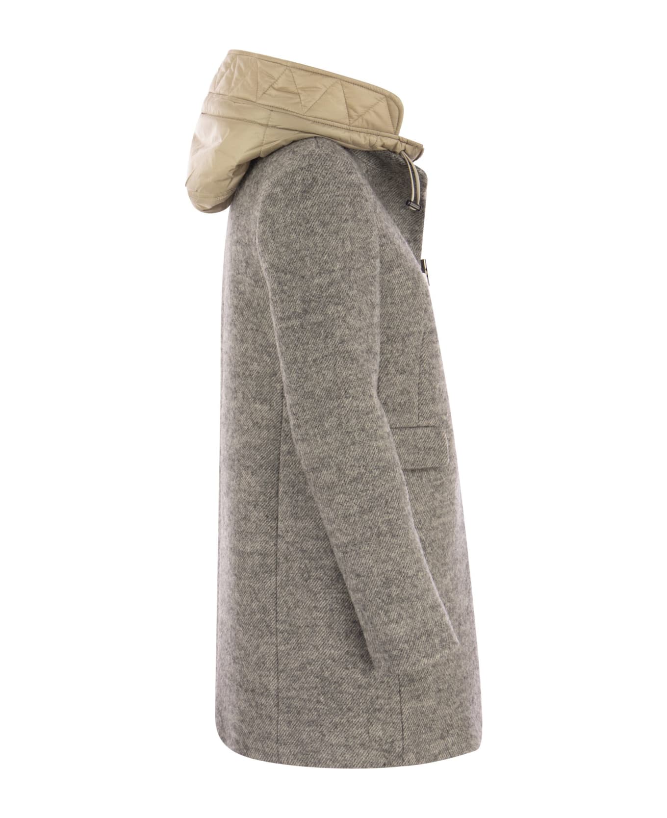 Fay Toggle - Wool-blend Coat With Hood - Melange Grey コート