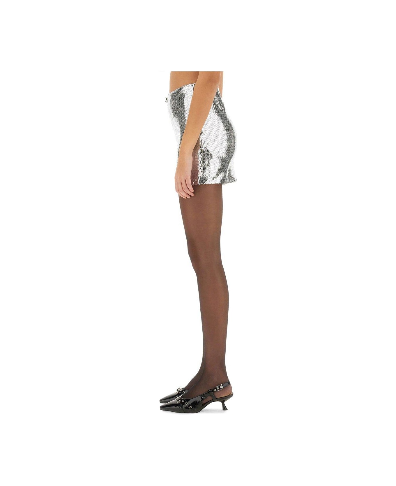 Rotate by Birger Christensen Sequin Mini Skirt - Silver