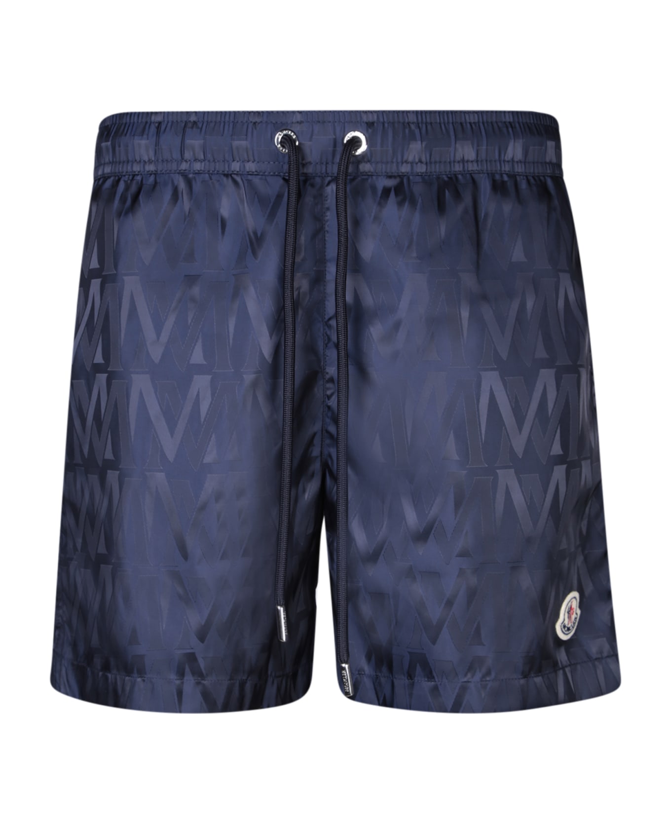 Moncler Navy Blue Swim Shorts With Monogram Motif - Blue 水着
