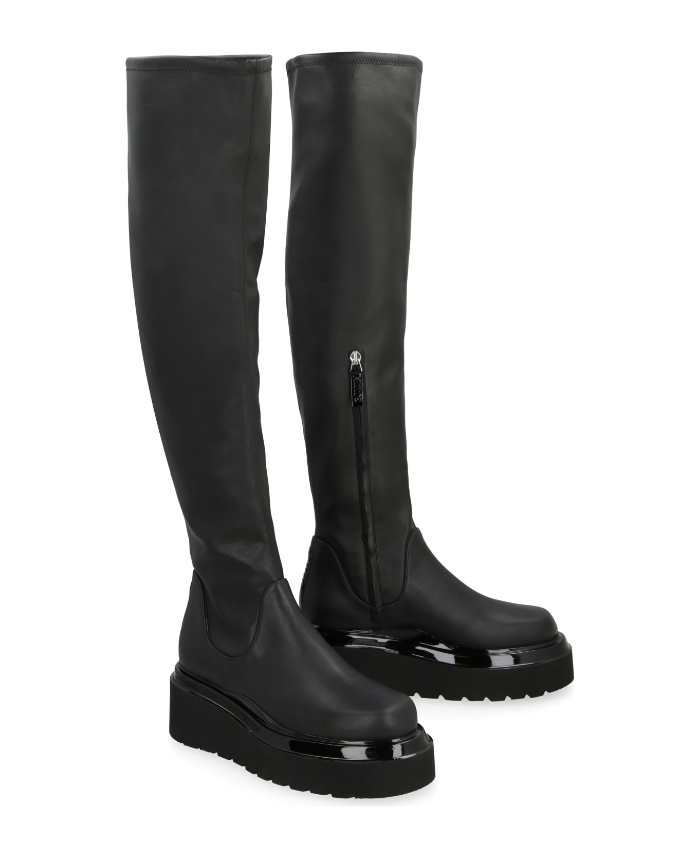 3JUIN Amalia Eco-leather Over-the-knee Boots - black