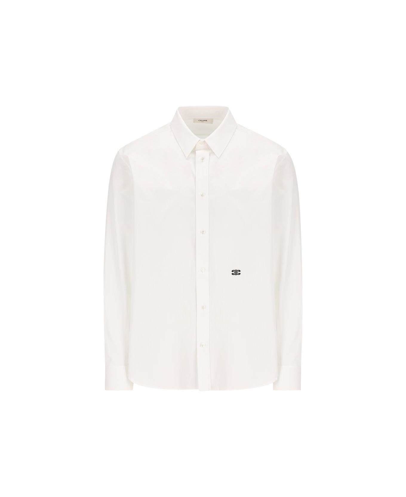Celine Collared Long-sleeve Shirt - White
