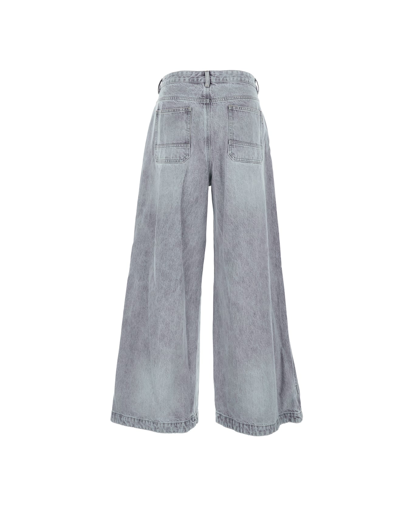 Juun.J Blue Jeans With Faded Effect And Wide Legi N Denim Man - Grey