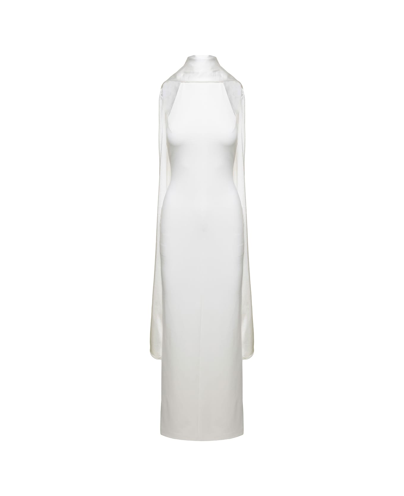 Solace London 'dahlia' Long White Dress With Halterneck In Stretch Fabric Woman - White ワンピース＆ドレス