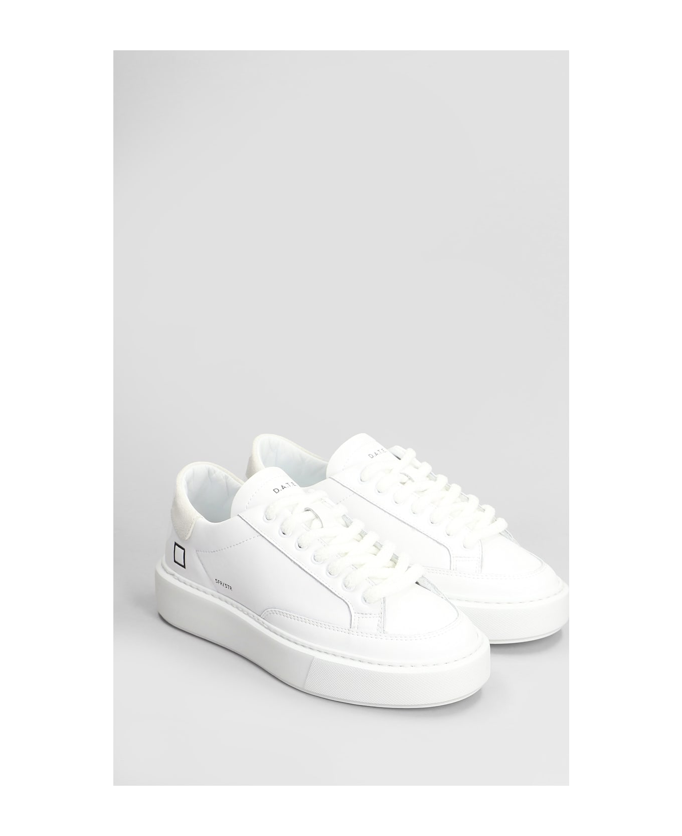 D.A.T.E. Sfera Stripe Sneakers In White Leather - white