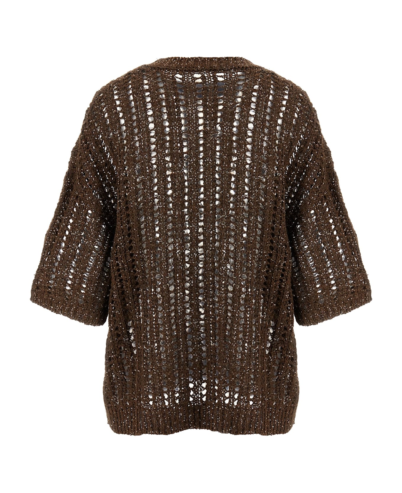 Brunello Cucinelli 
rustic Dazzling Net
 Jersey - Chocolate+marrone