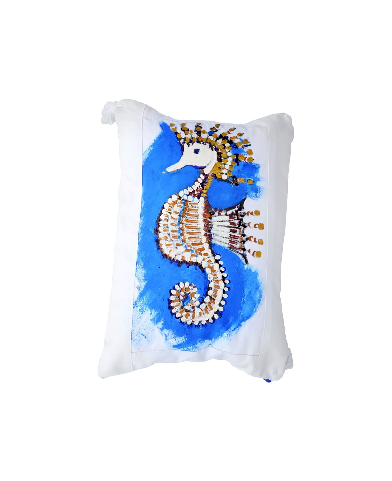 Le Botteghe su Gologone Cotton Hand Painted Indoor Cushion 50x50 cm - Fantasy Cyan