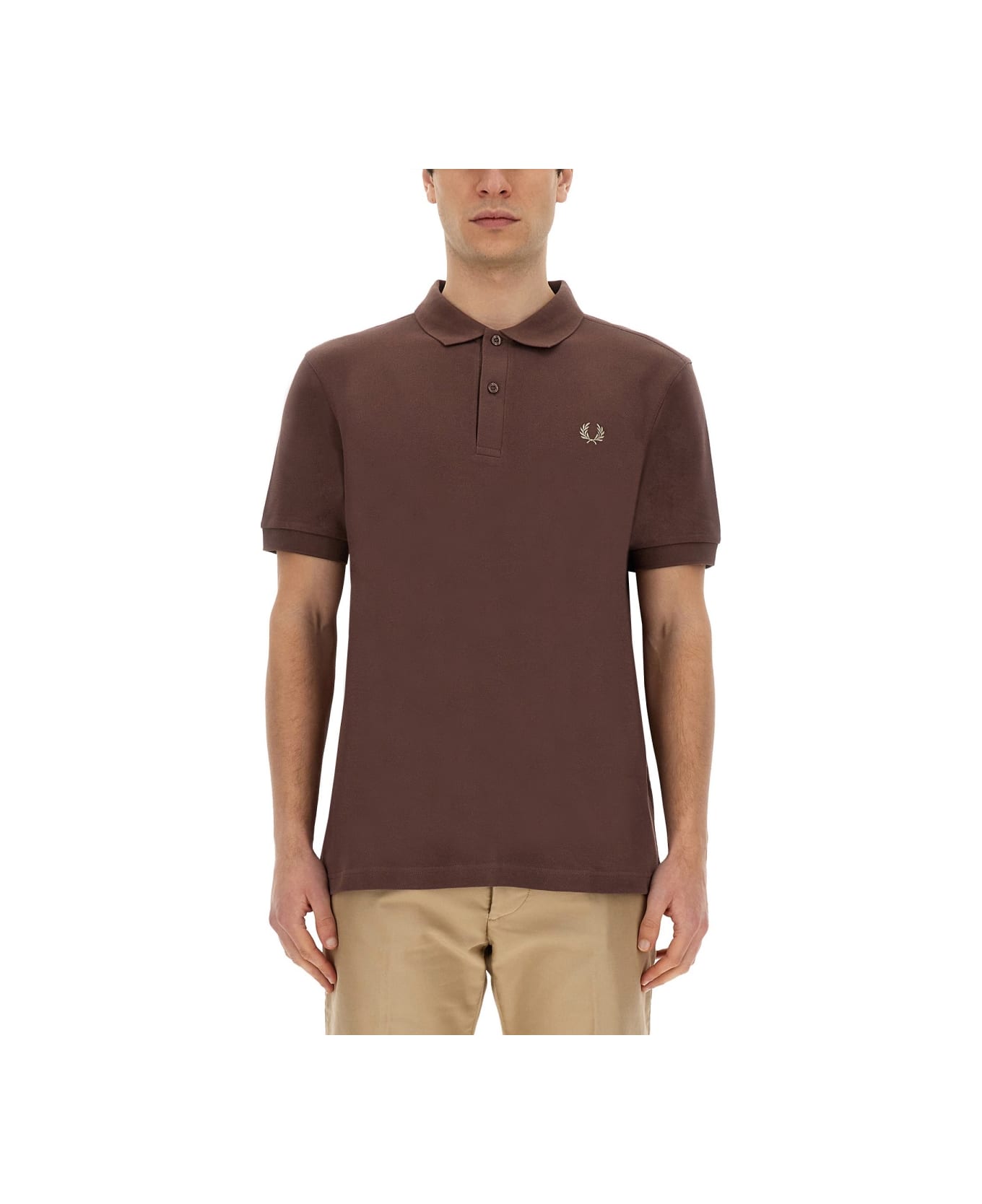 Fred Perry Polo With Logo - BROWN