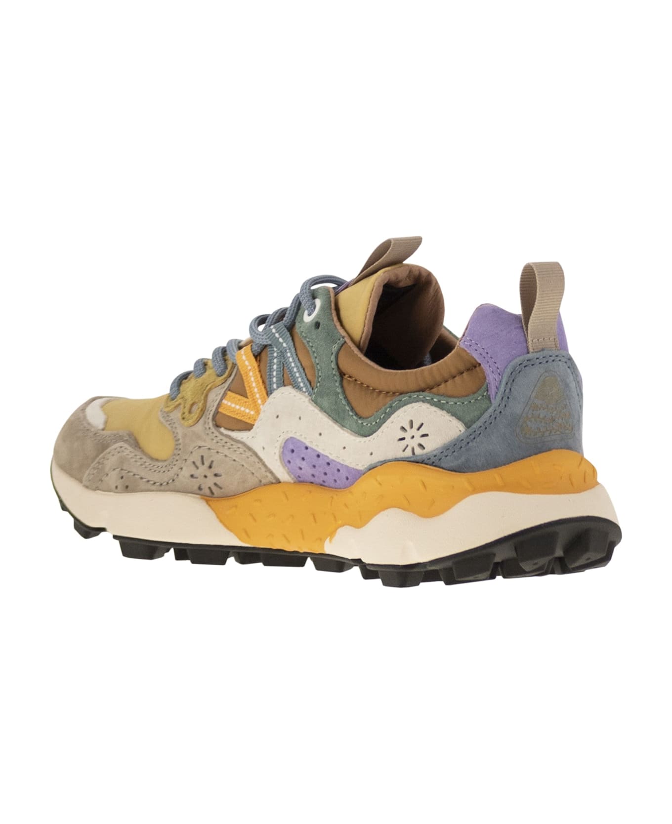 Flower Mountain Yamano 3 - Sneakers In Suede And Technical Fabric - Brown/mustard