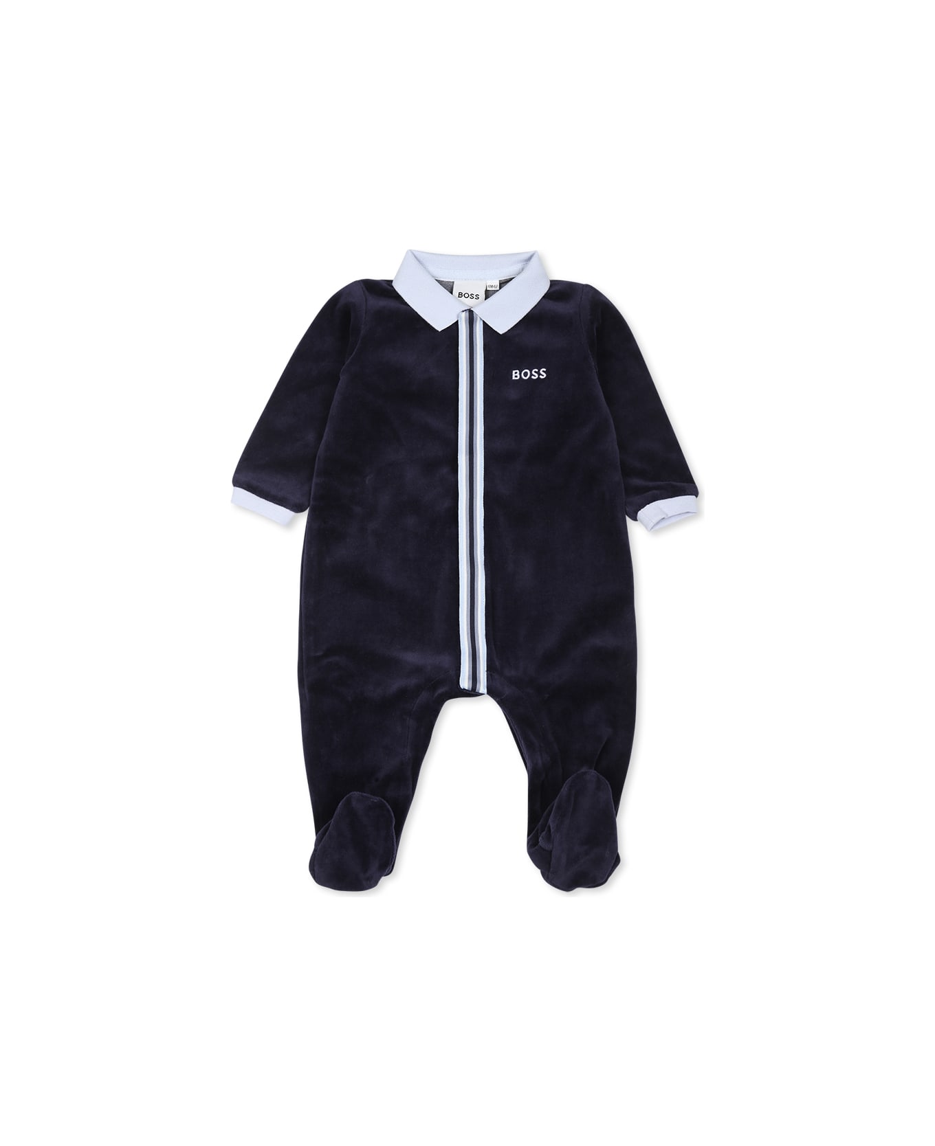 Hugo Boss Blue Babygrow For Baby Boy With Logo - Blue