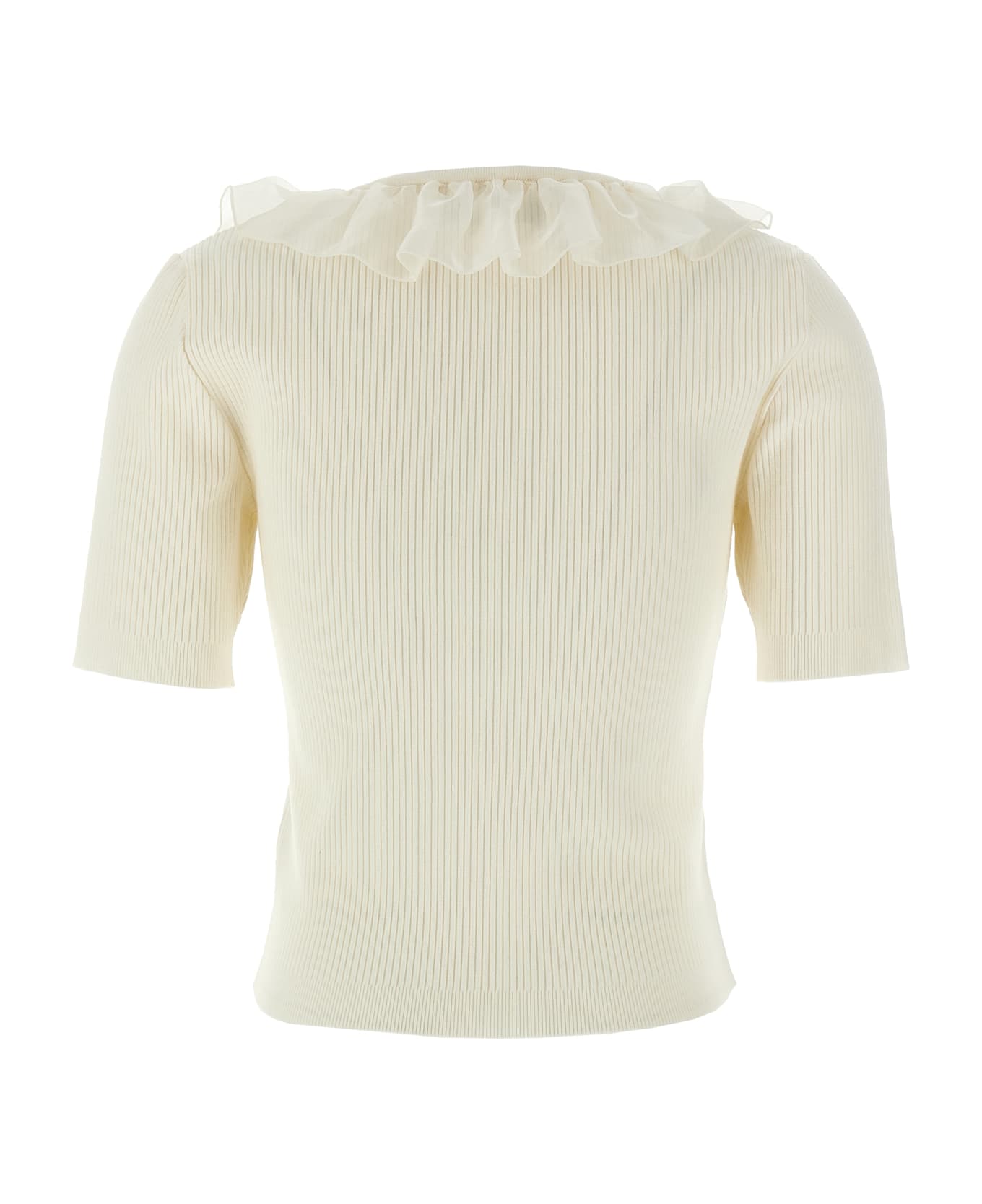 Alessandra Rich Ruffle T-shirt - White
