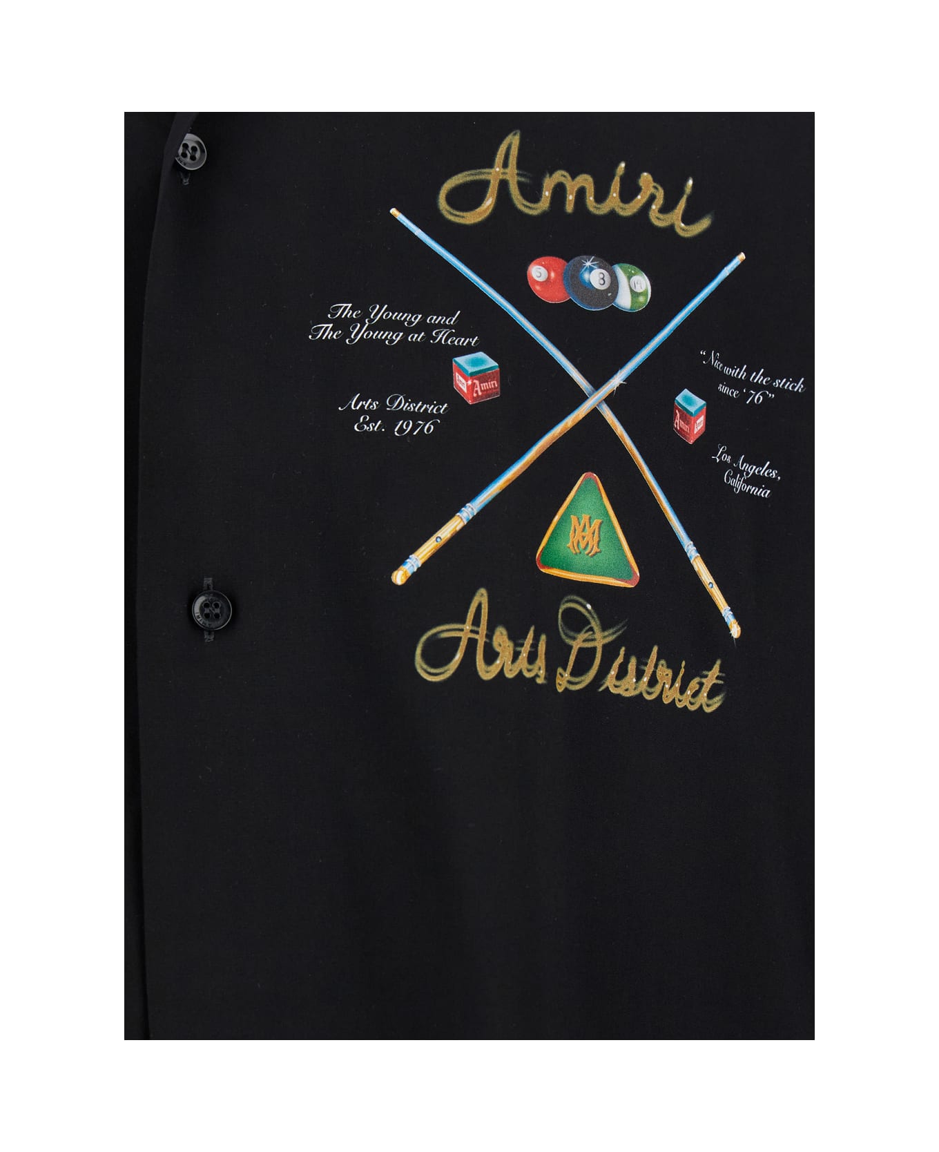 AMIRI 
pool Cue
 Black Shirt With Maxi Print On The Back In Viscose Man - Black
