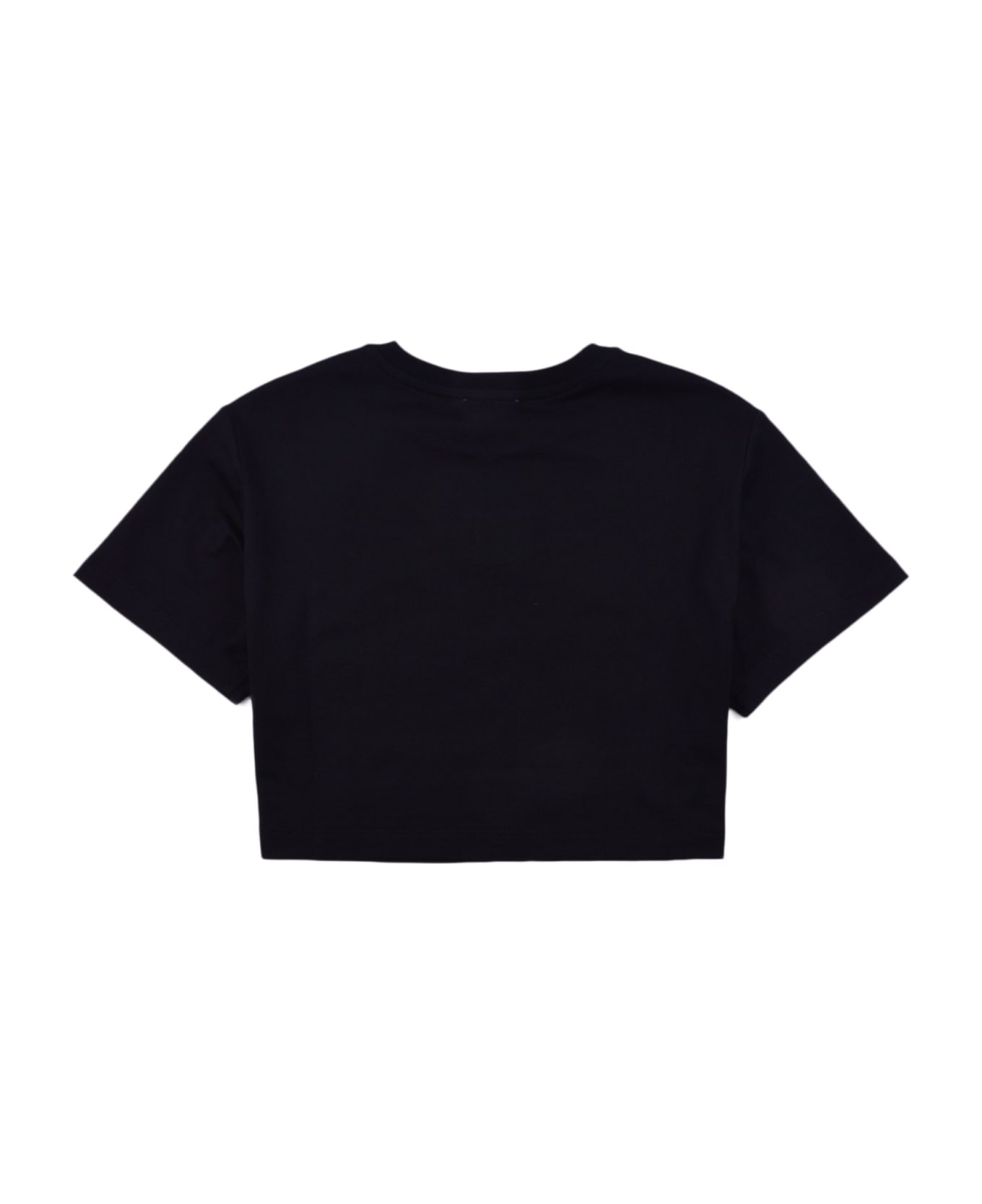 Dolce & Gabbana Cropped Cotton T-shirt With Logo Plate - Back