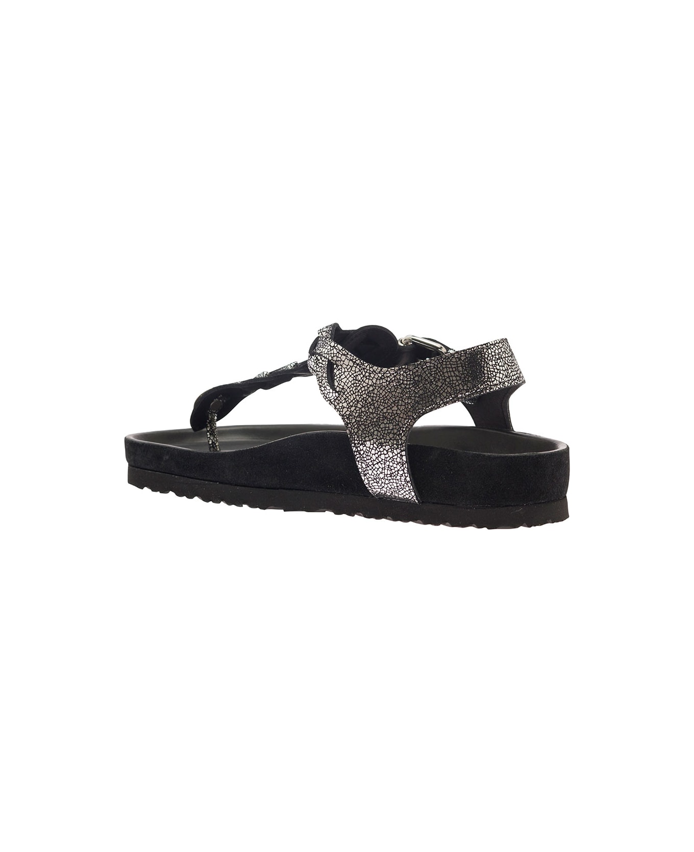 Isabel Marant 'brook' Silver Sandals With Braided Design In Metallic Leather Woman - Metallic サンダル