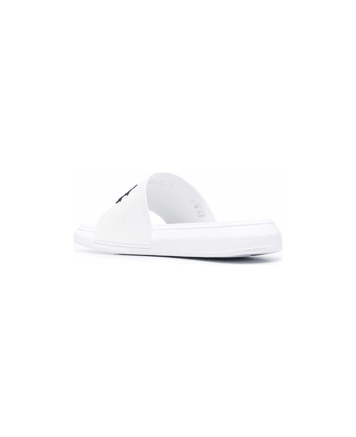 Alexander McQueen White Logo Pool Slides In Rubber - White
