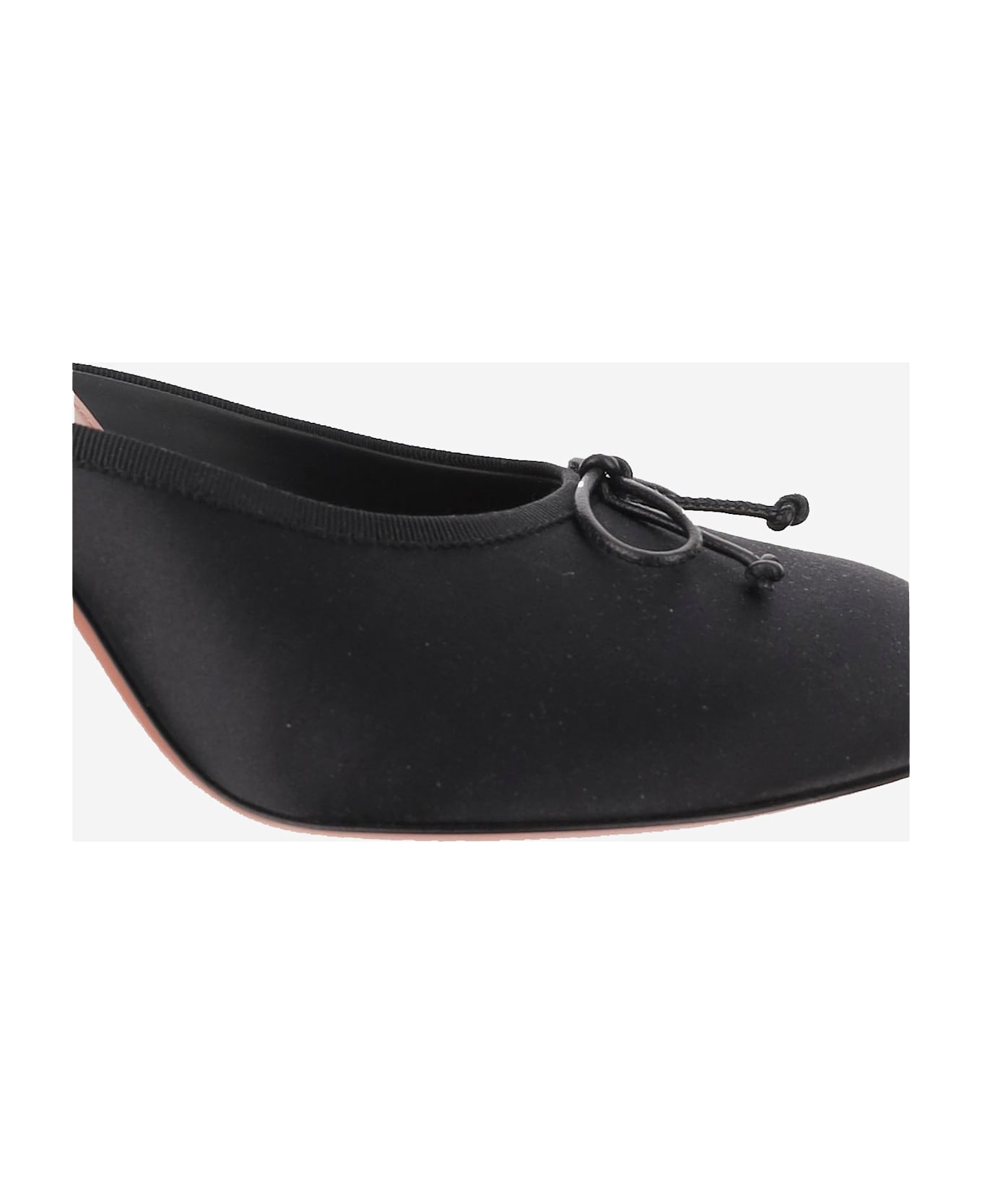 Amina Muaddi Lila Satin Slingback - Black